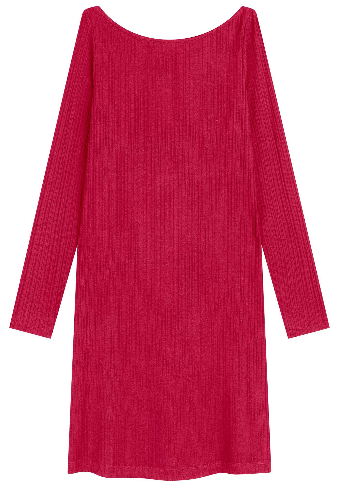 Vestido Curto De Mangas Longas Em Malha Canelada Essential, , large.