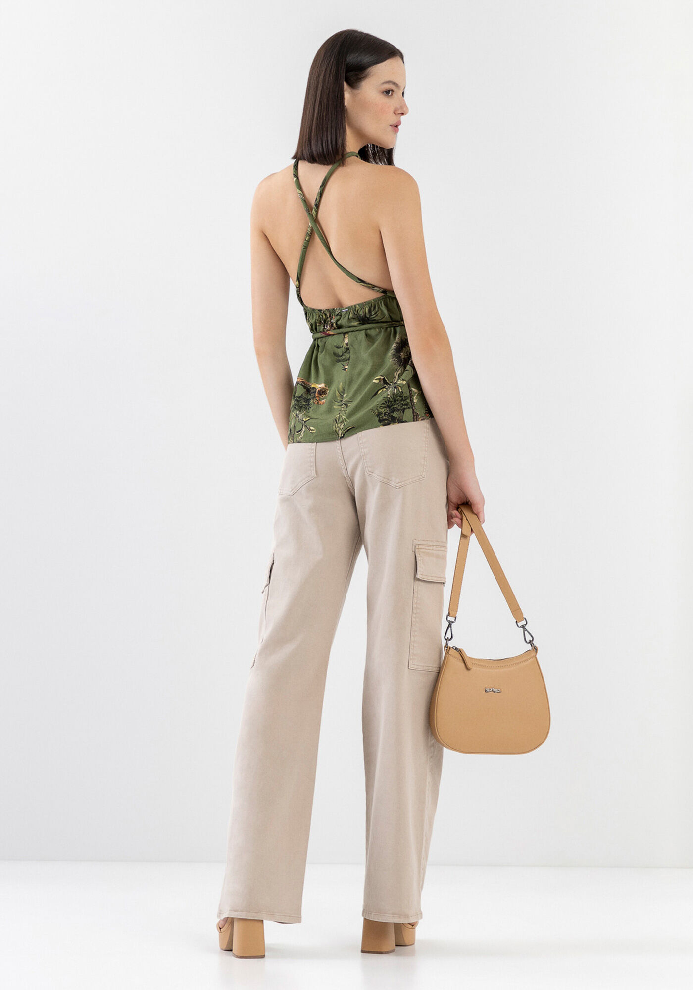 Blusa Frente &Uacute;nica Estampada com Cinto, , large.