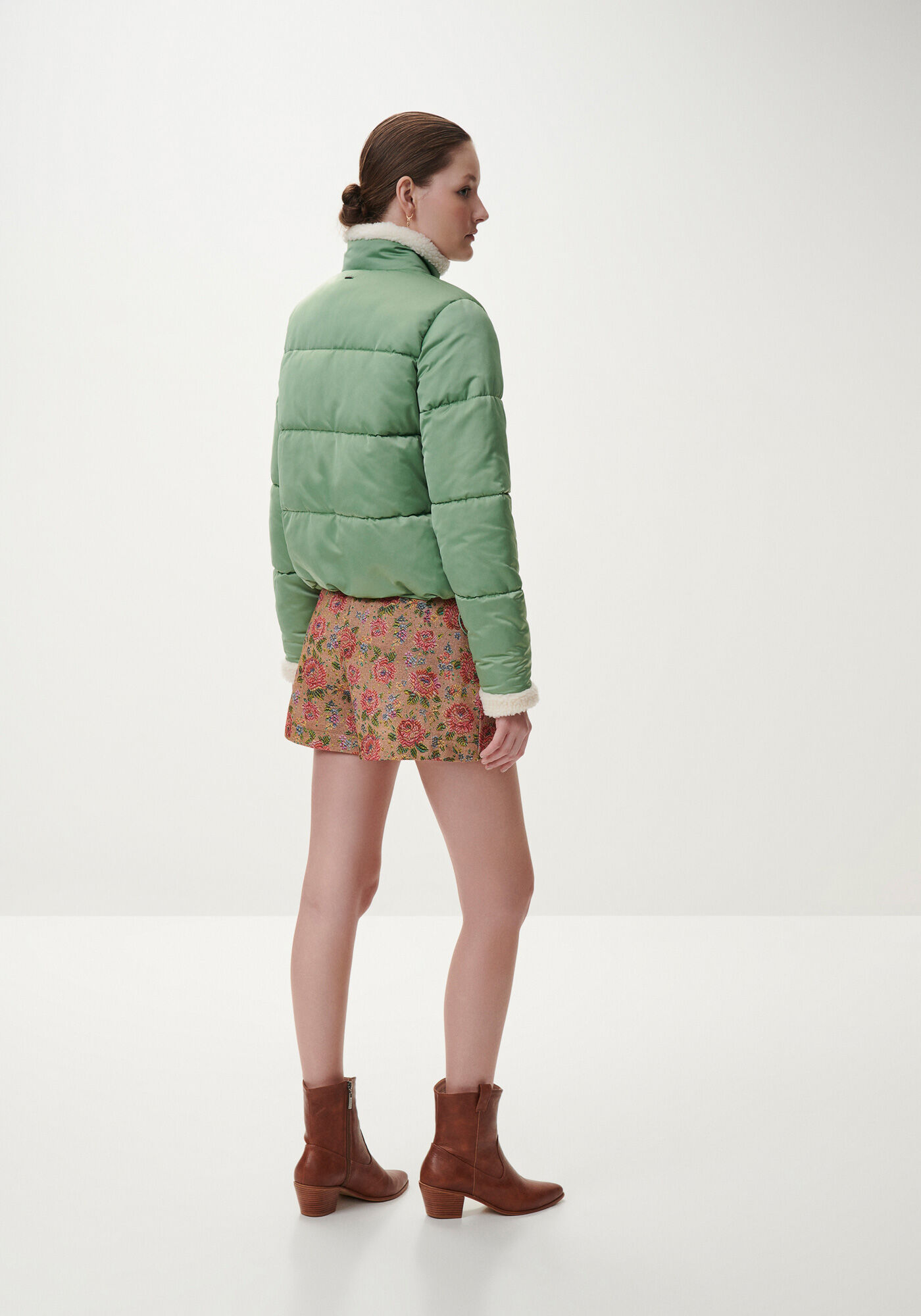 Jaqueta Puffer com Gola Pelo e Bolsos, VERDE GEMSTONE, large.