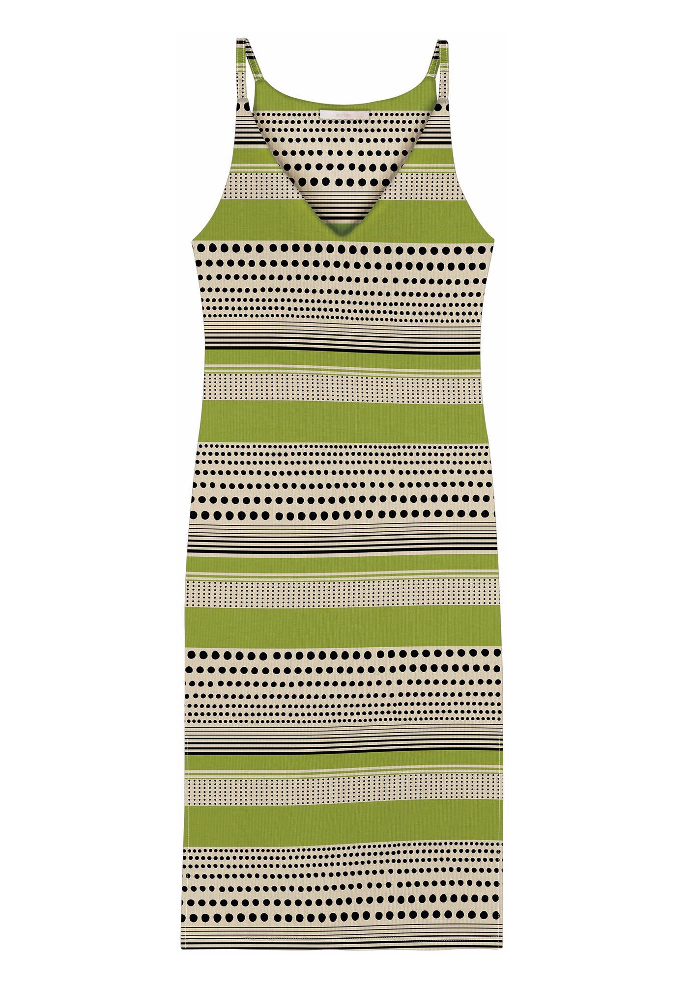 Vestido Midi Canelado Estampado com Fenda Lateral, , large.