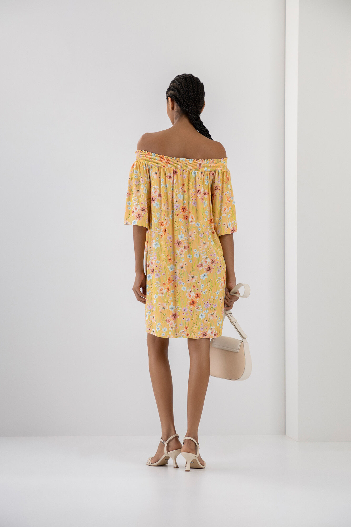 Vestido Curto Ombro a Ombro com Manga Flare, DELICADA, large.