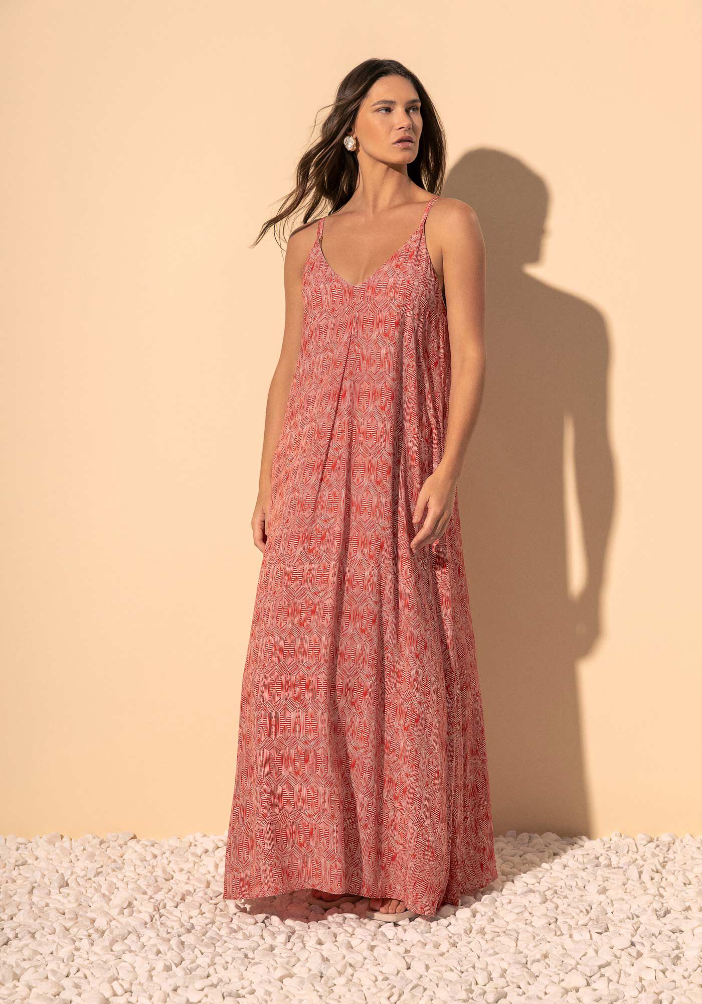 Vestido Longo Fluido Estampado Sa&iacute;da De Praia, , large.