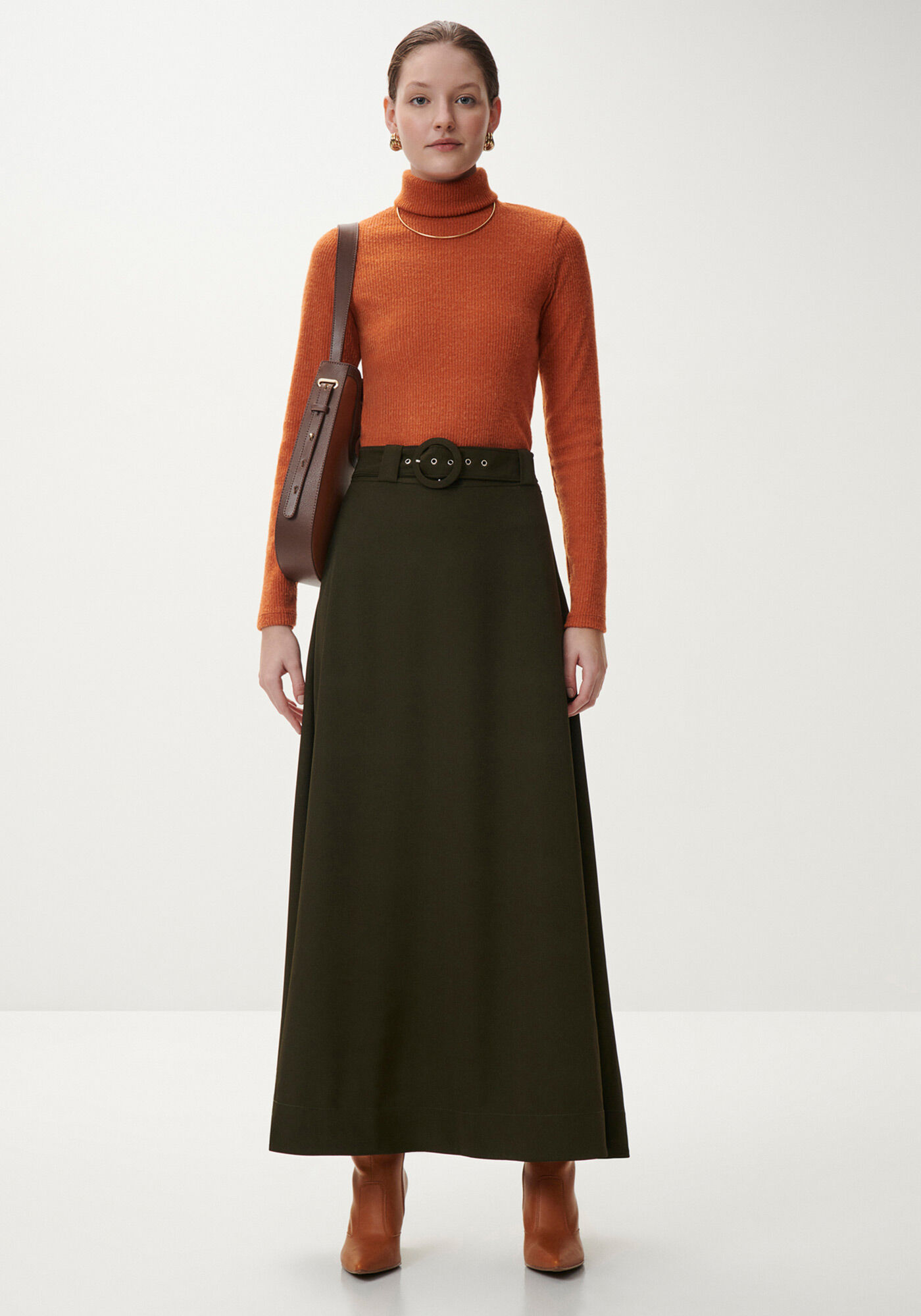 Saia Longa Evas&ecirc; Alfaiataria com Cinto, , large.