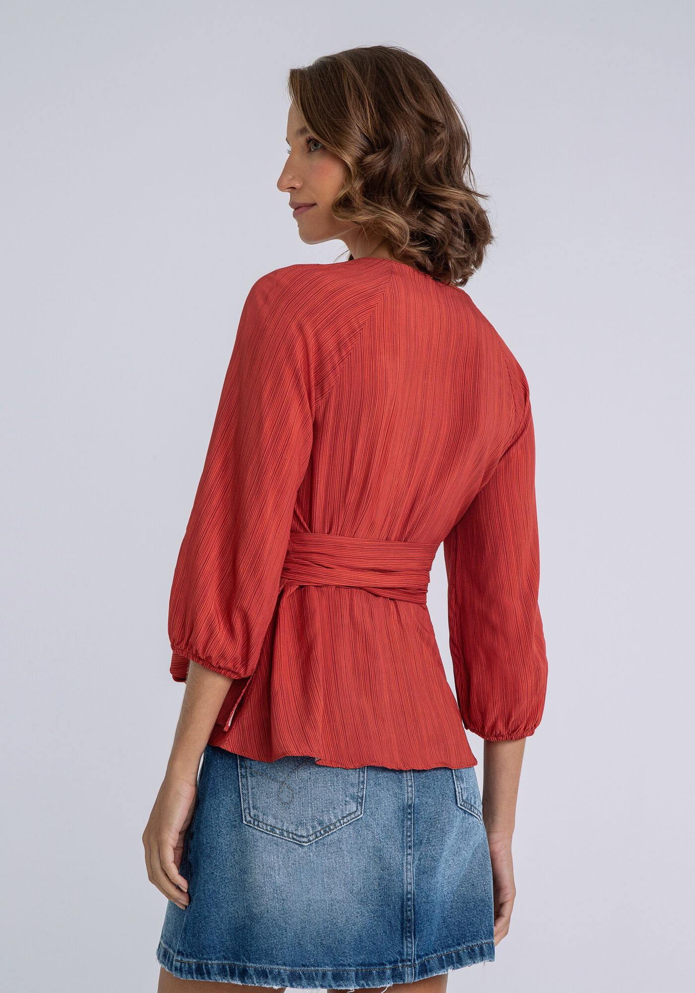 Blusa Manga 3/4 com Faixa Estampa, LINHAS, large.