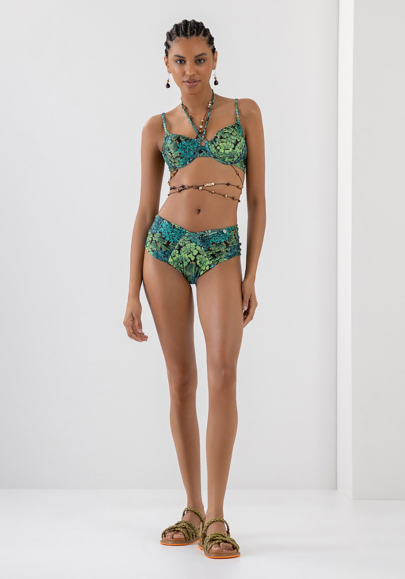 Calcinha Biqu&iacute;ni Larga Estampada com Franzido, , large.