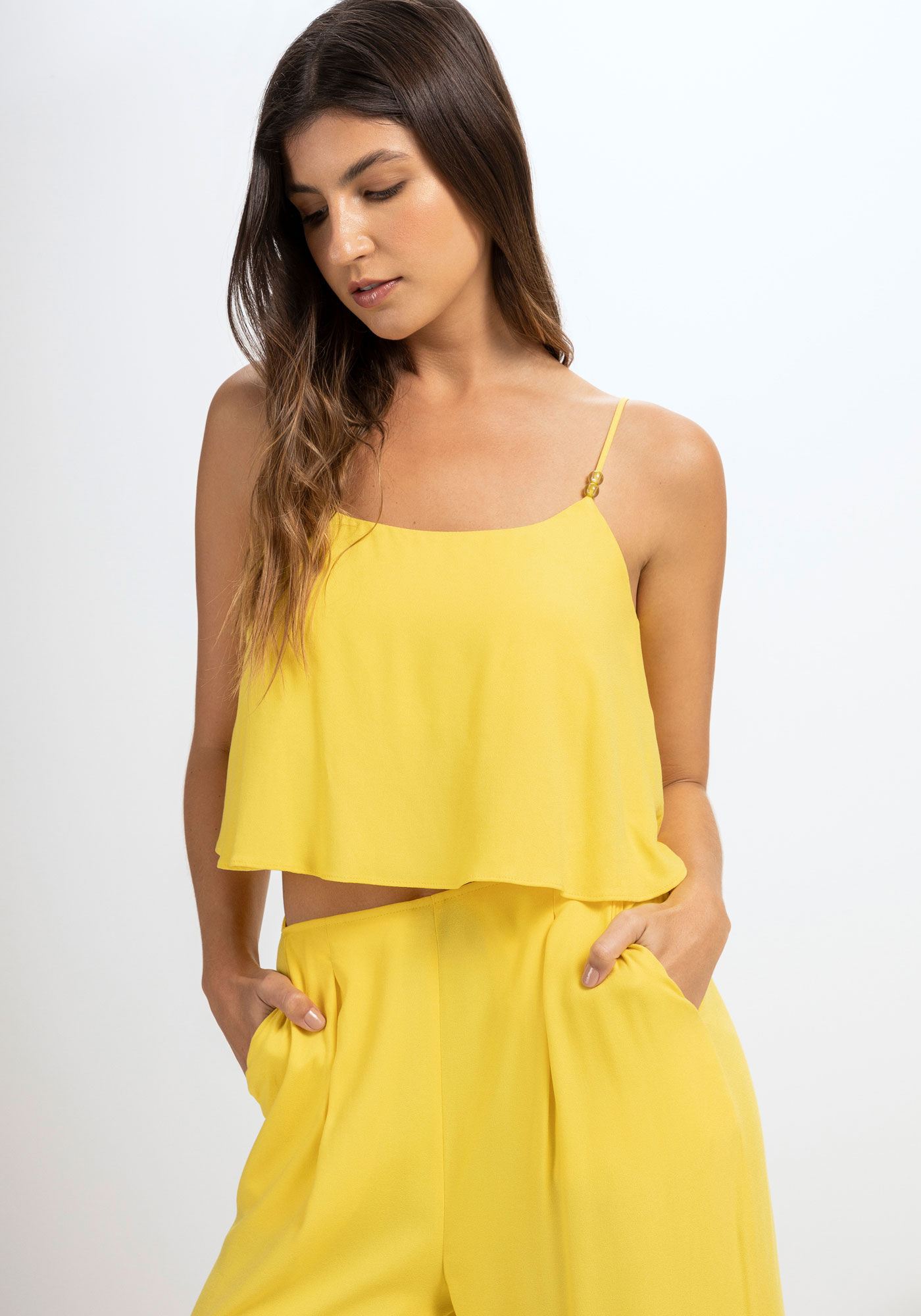 Blusa com Al&ccedil;as Cropped em Viscose, , large.