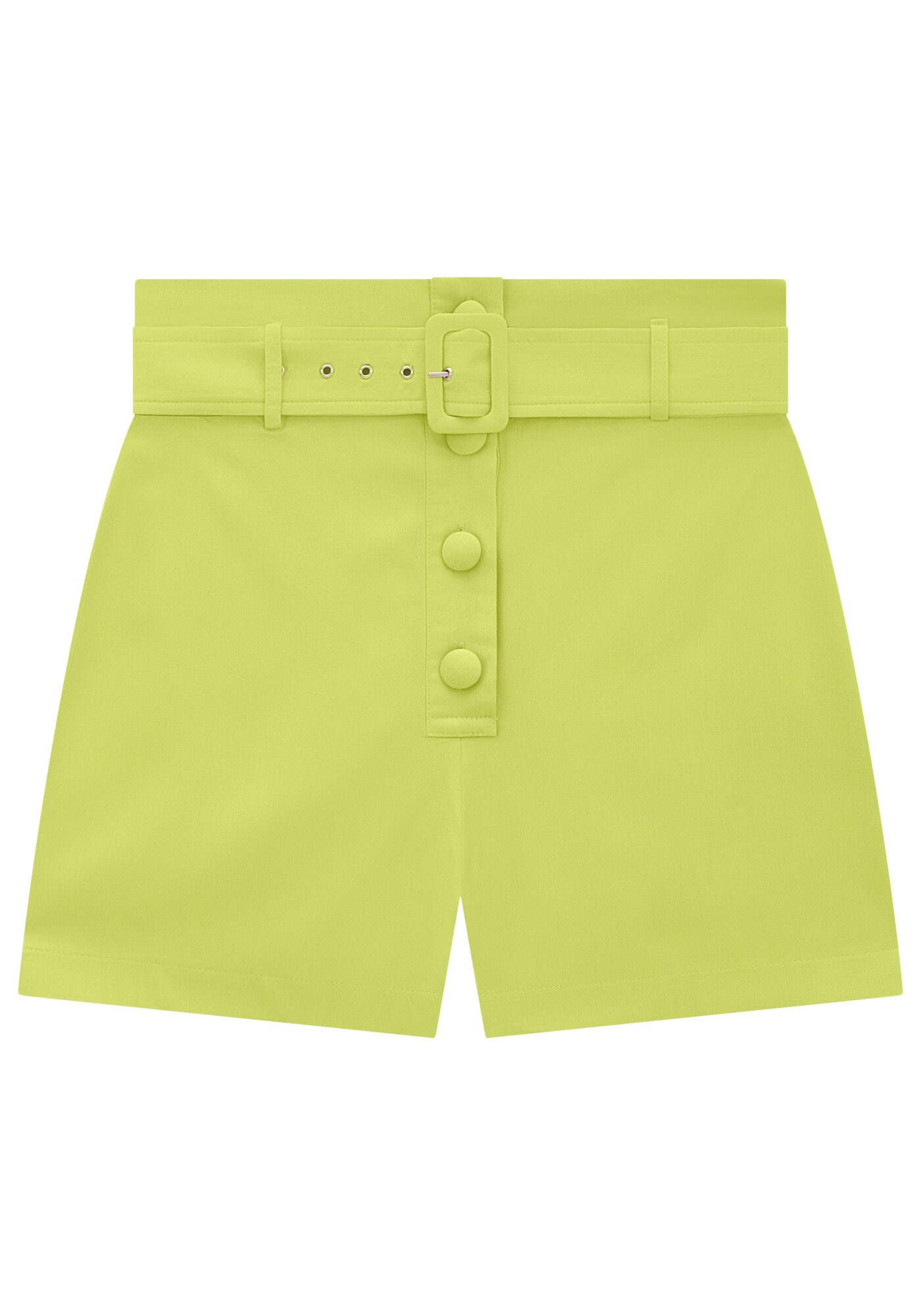 Shorts Cintura Alta com Bot&otilde;es e Cinto, , large.