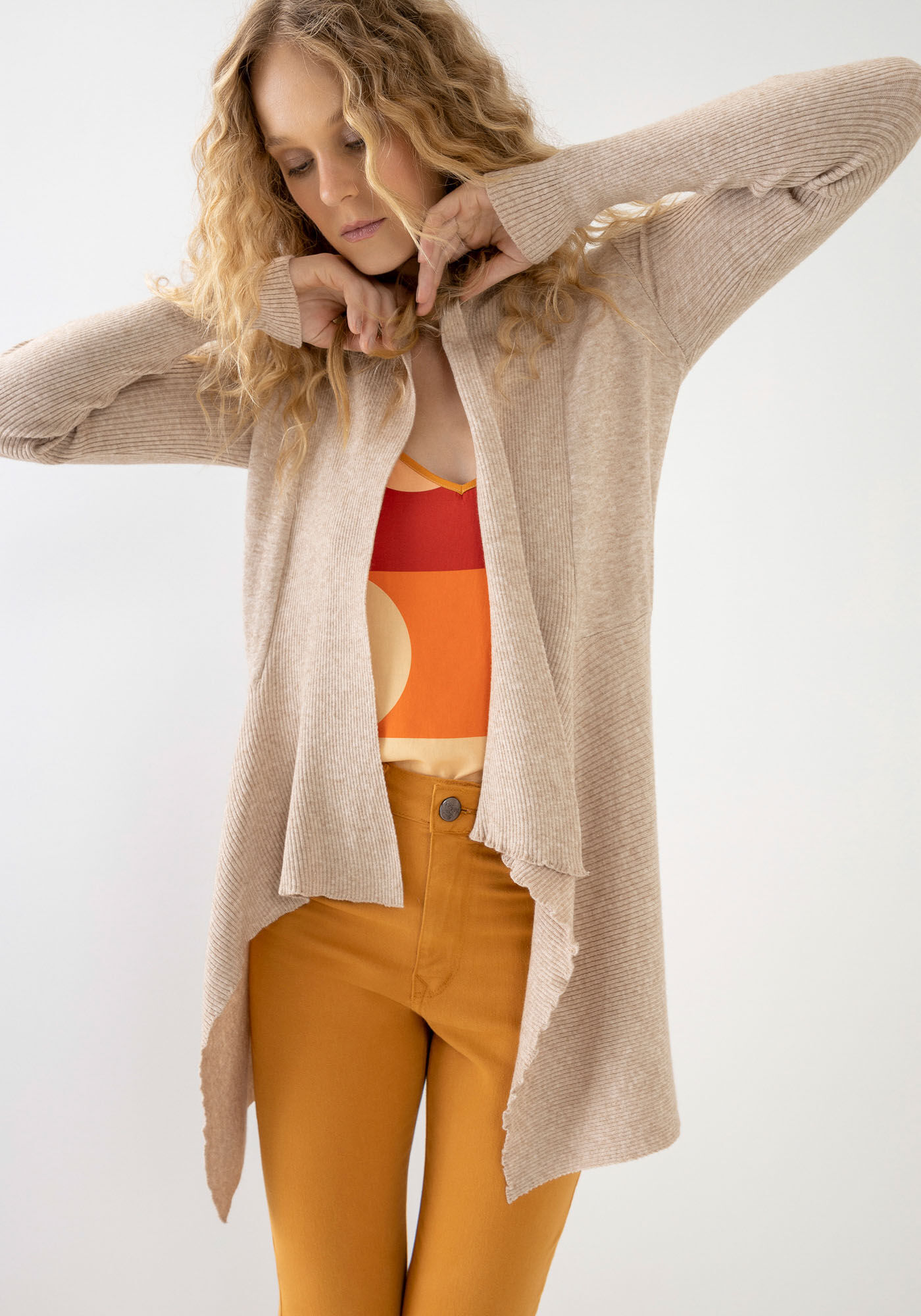 Cardigan Alongado em Tric&ocirc; com Gola, , large.