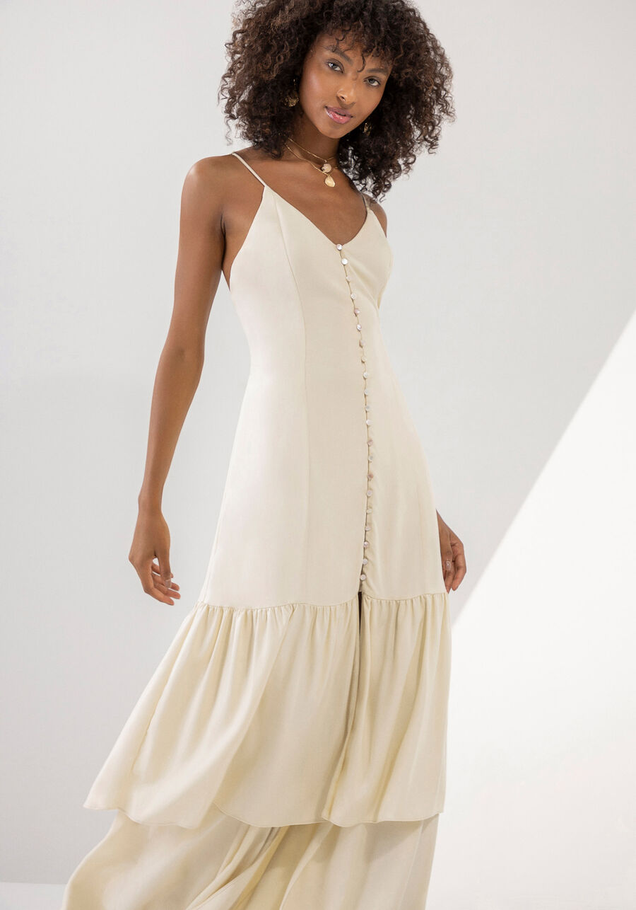 Vestido Alças Midi em Viscose com Babados, . Vestido Alças Midi em Viscose com Babados, , large.