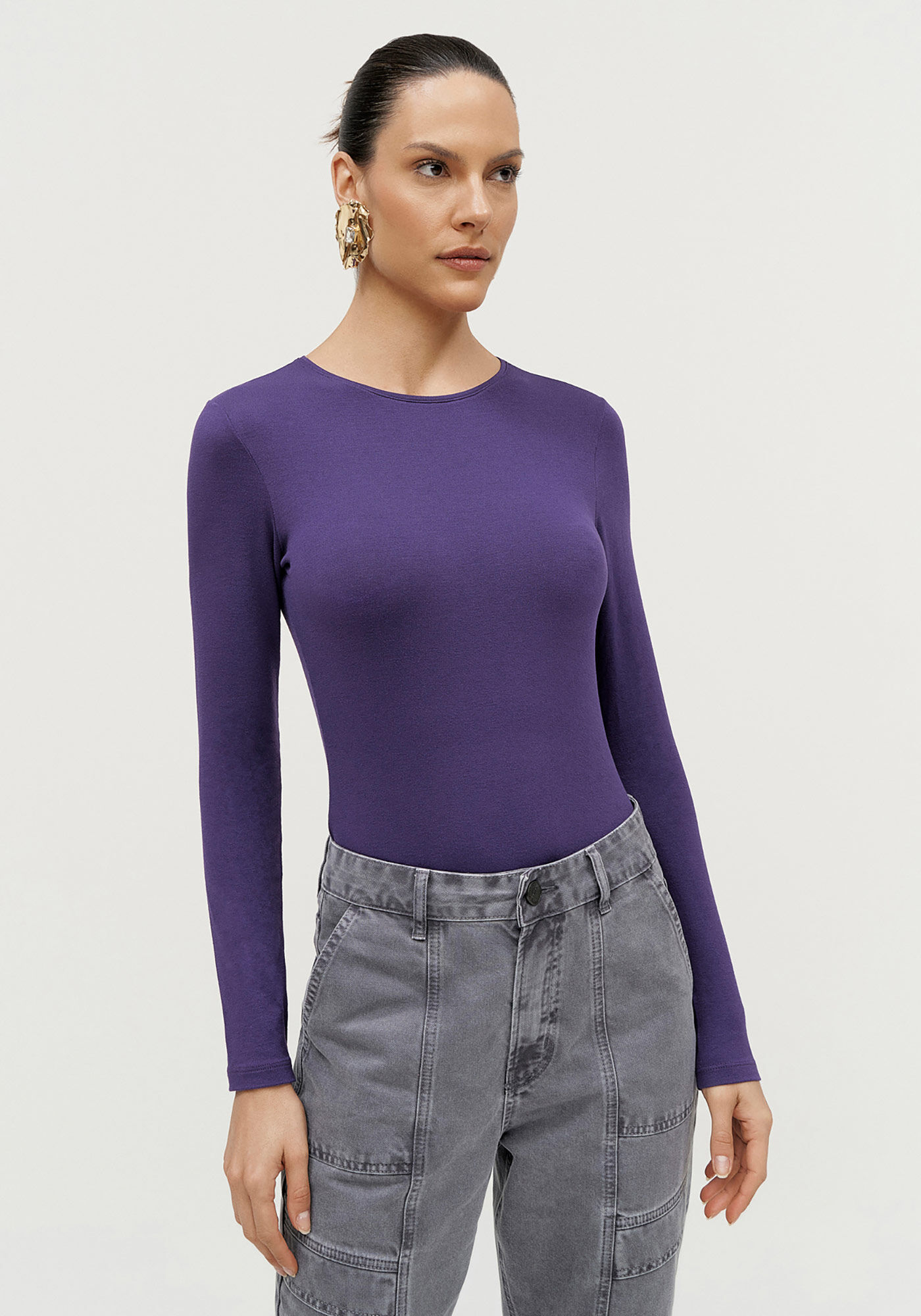 Blusa Manga Longa em Tric&ocirc; Basic, , large.
