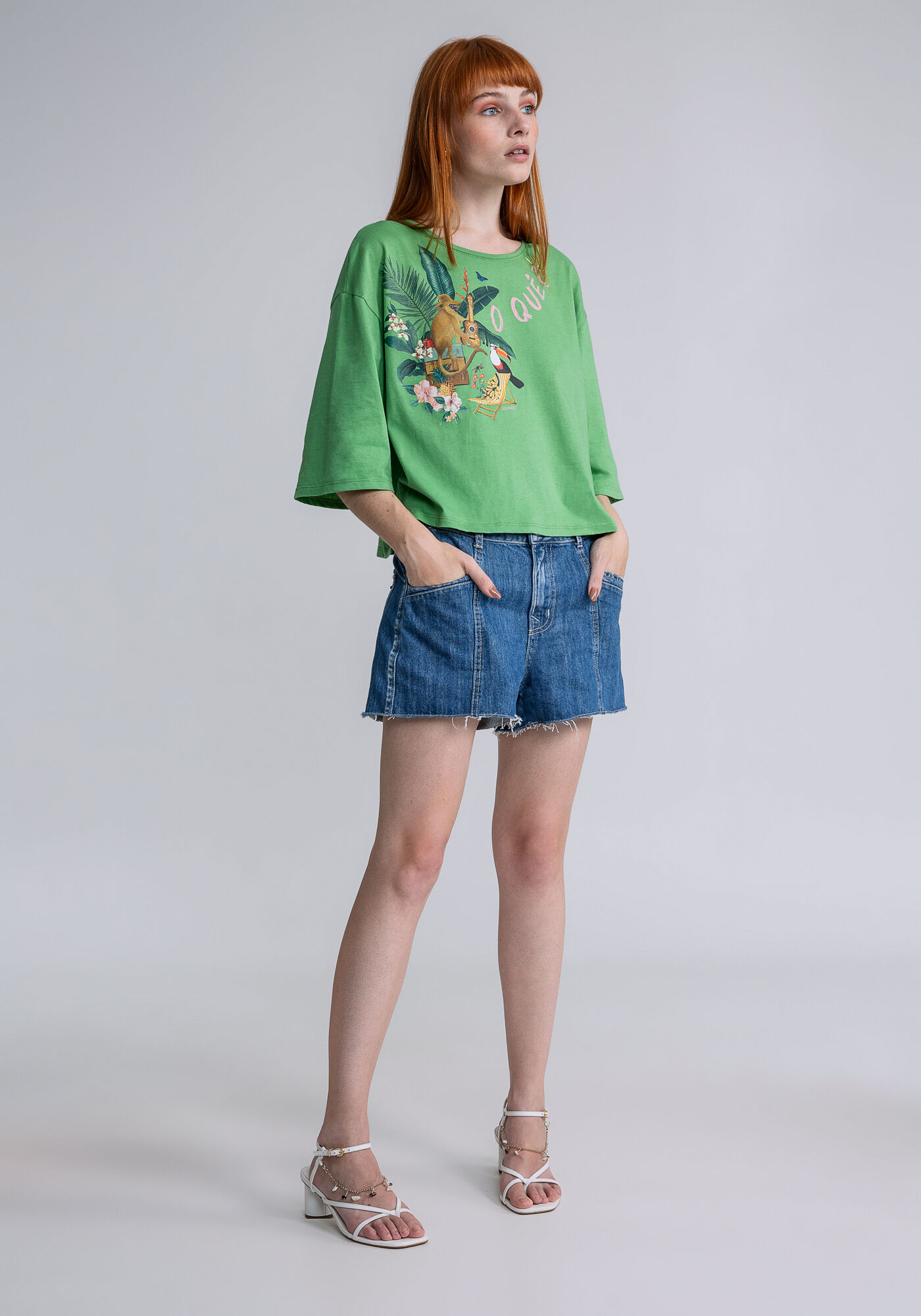 Blusa Cropped Ampla Estampa Ukulele, , large.