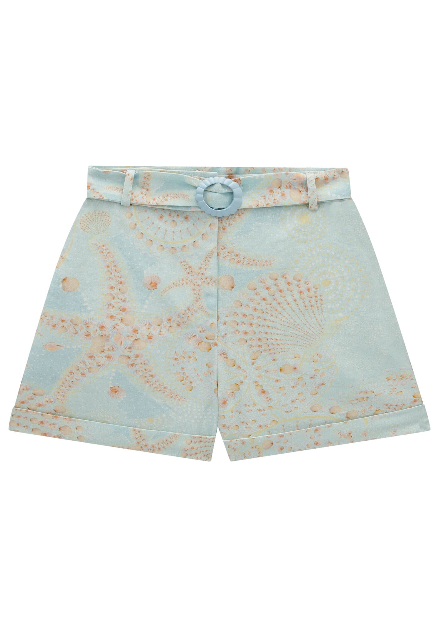 Shorts Estampado em Linho com Cinto, , large.