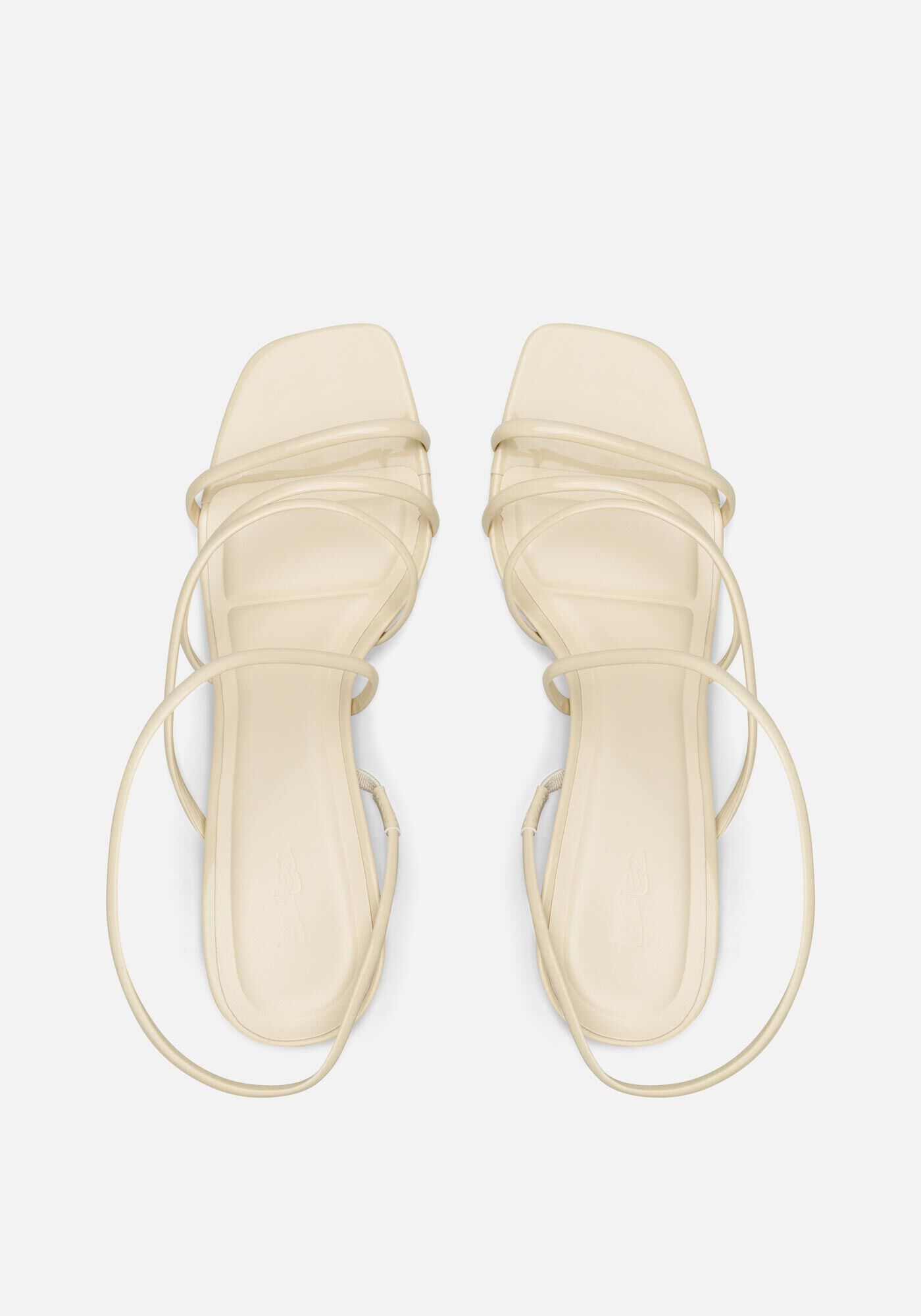 Sand&aacute;lia De Tiras Com Frente Quadrada E Salto M&eacute;dio, BEGE BISCUIT, large.