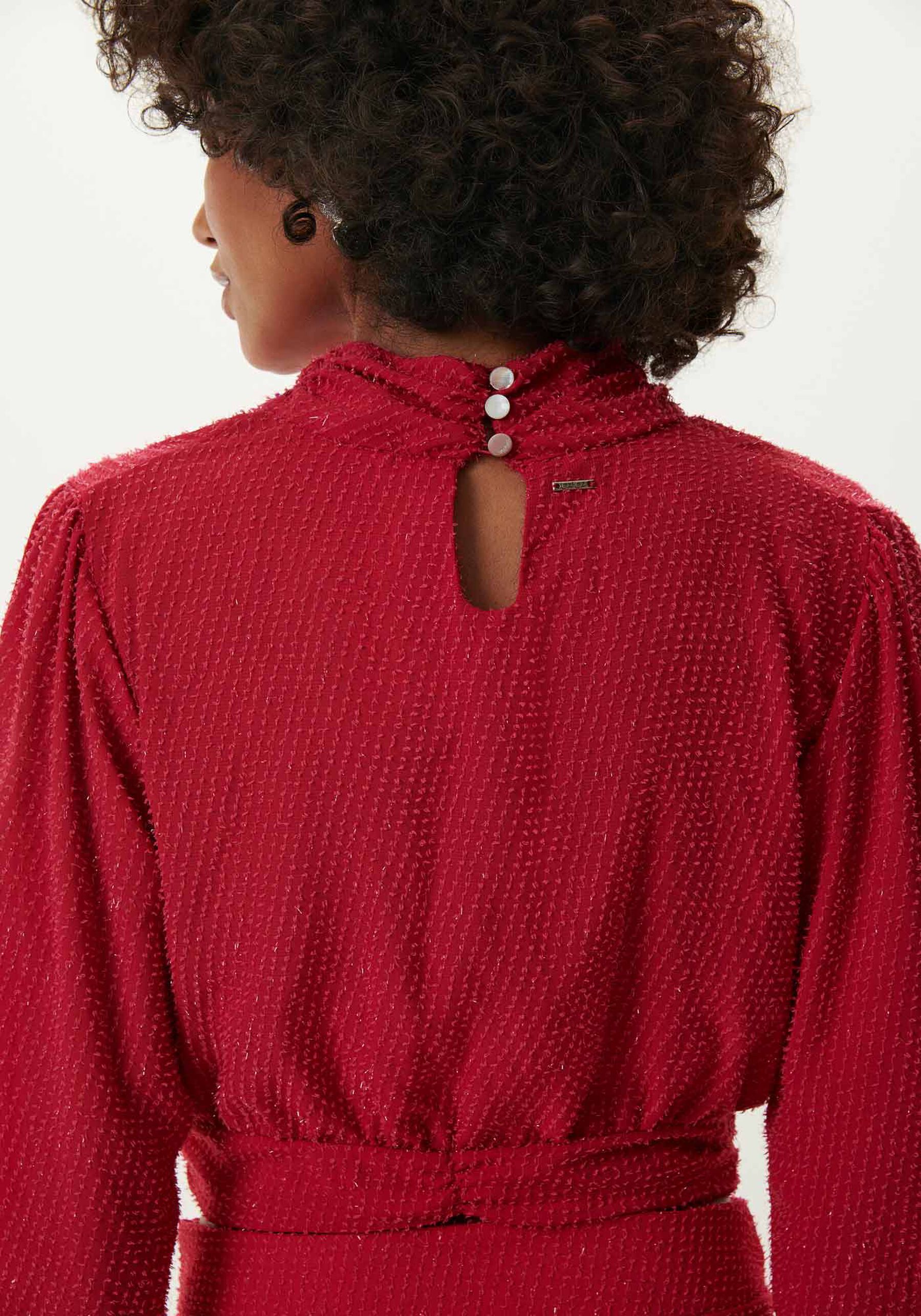 Blusa Manga Longa com Gola Alta e Brilho, ROSA CARACAS. Blusa Manga Longa com Gola Alta e Brilho, ROSA CARACAS, large.