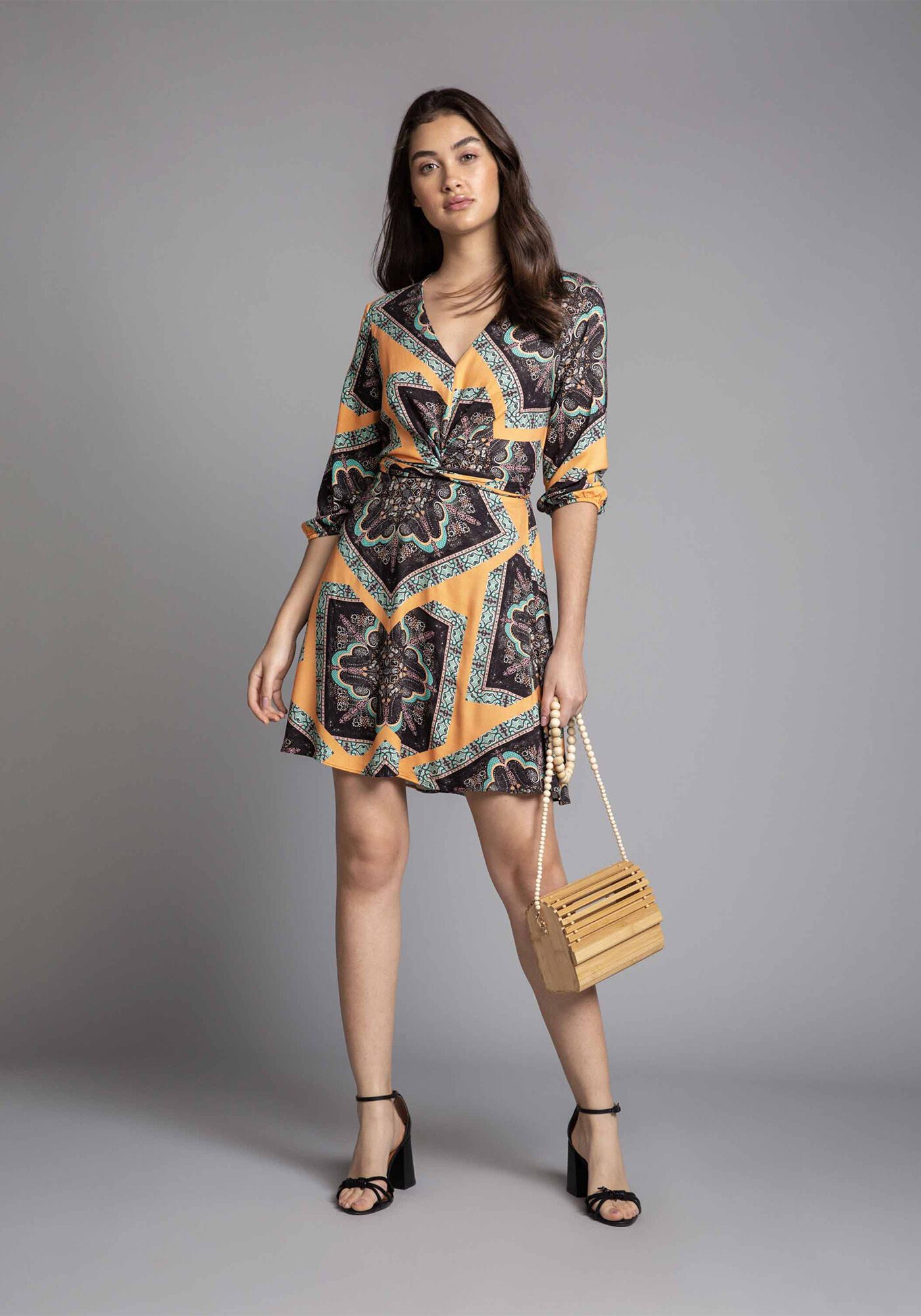 Vestido Manga 3/4 Transpasse, , large.