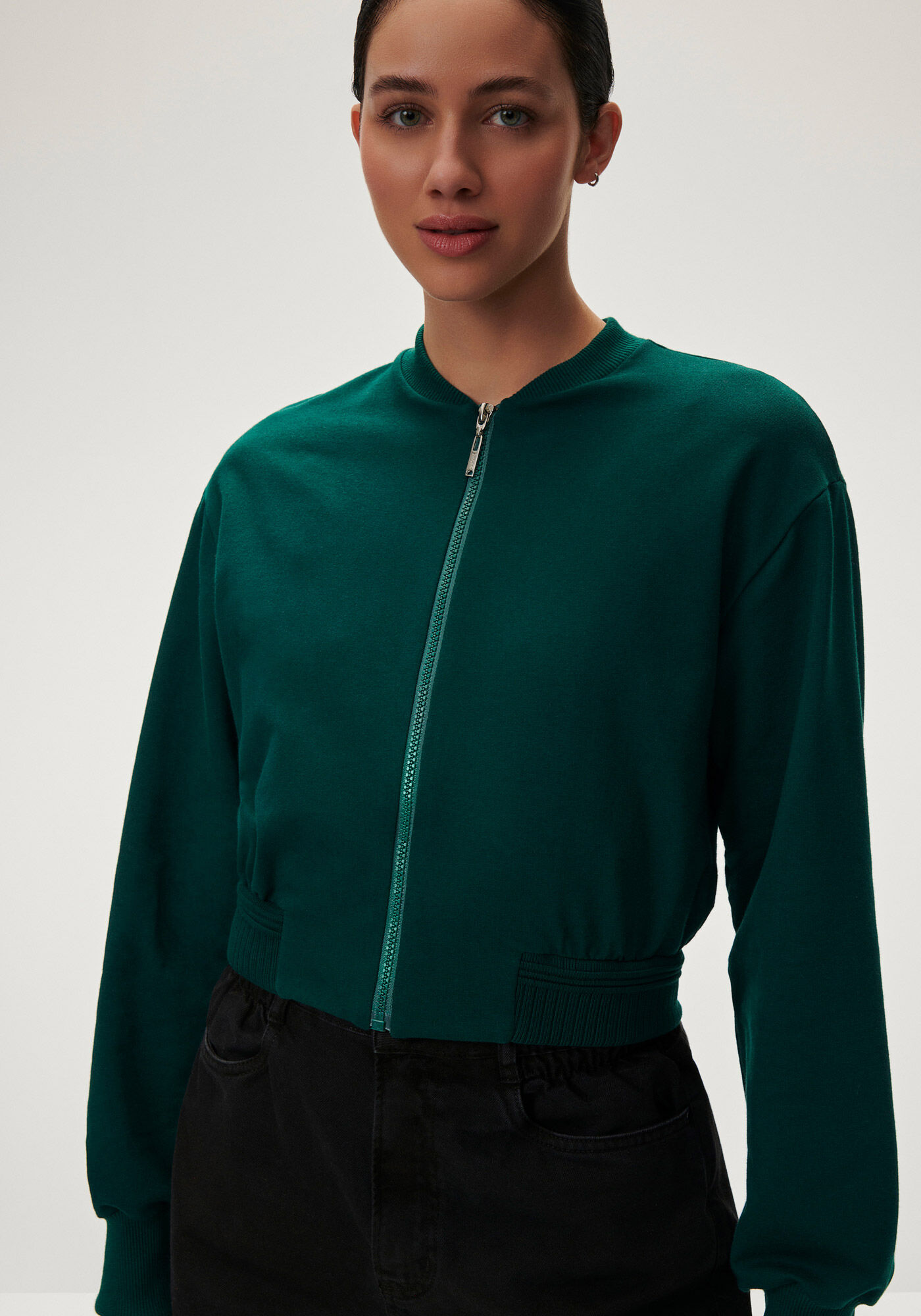 Jaqueta Bomber em Molecotton, VERDE ARABESQUE, large.