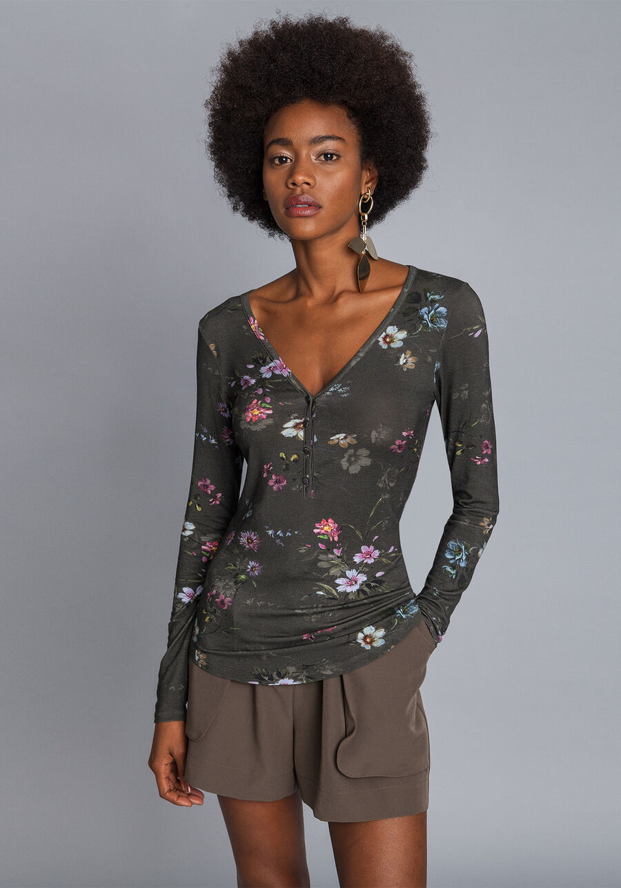 Blusa manga longa em malha, . Blusa manga longa em malha, , large.