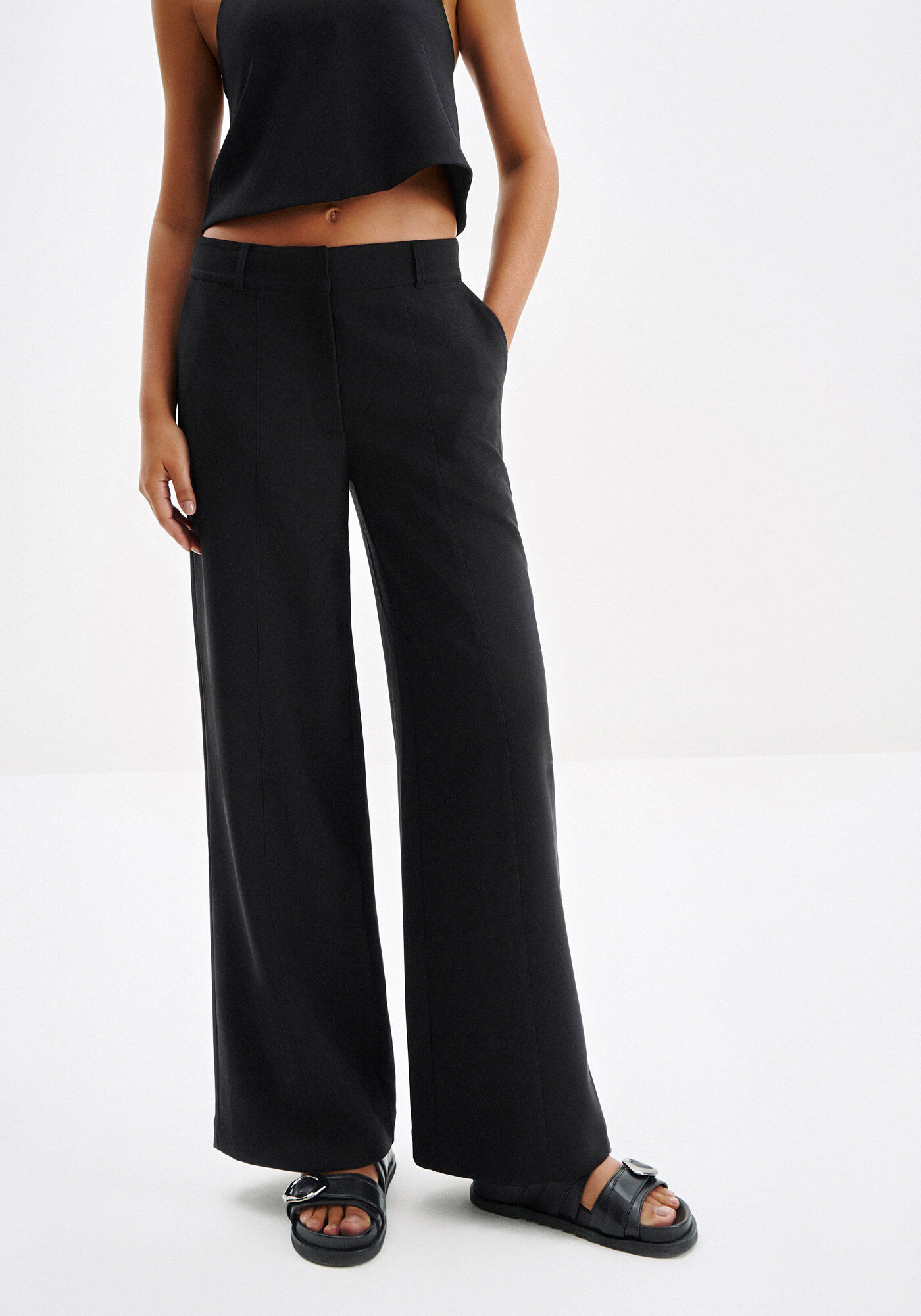 Cal&ccedil;a Reta Alfaiataria com Cintura M&eacute;dia, , large.