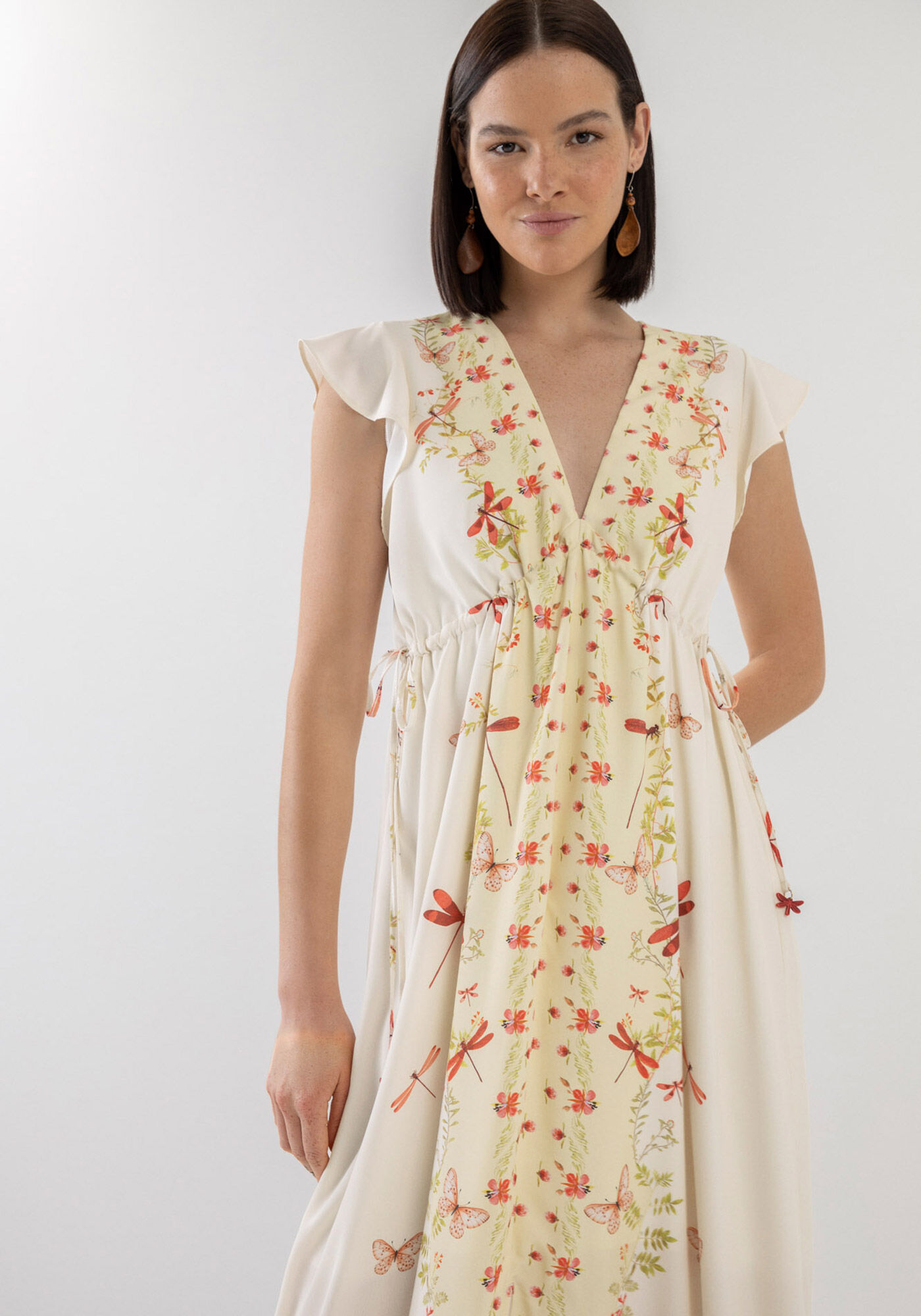 Vestido Midi Estampado com Amarra&ccedil;&atilde;o Cintura, , large.