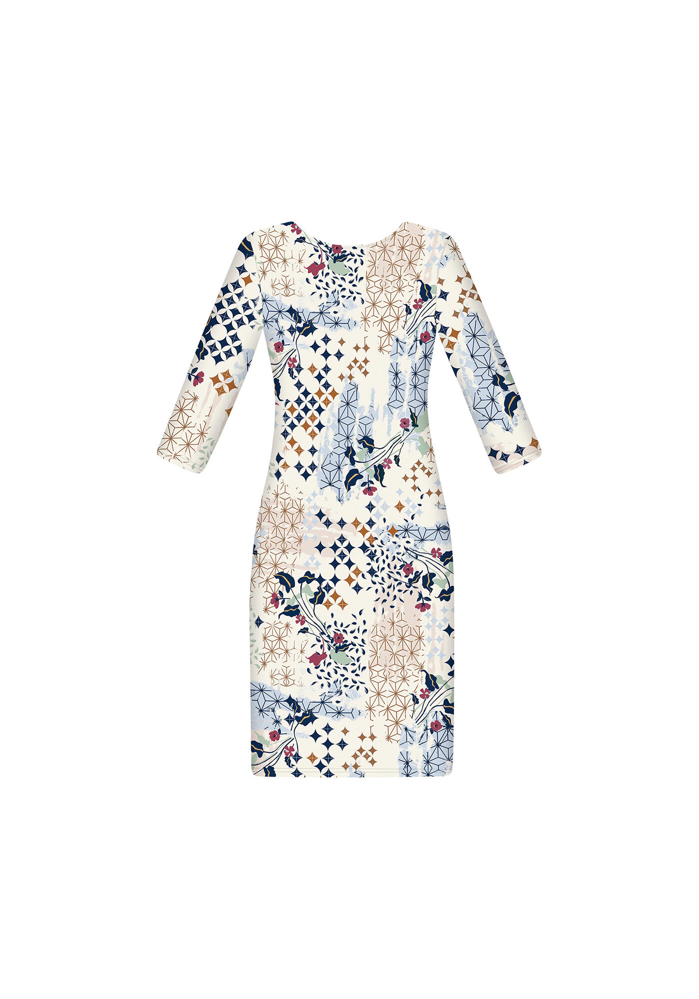 Vestido Mangas 3/4 Estampado, , large.