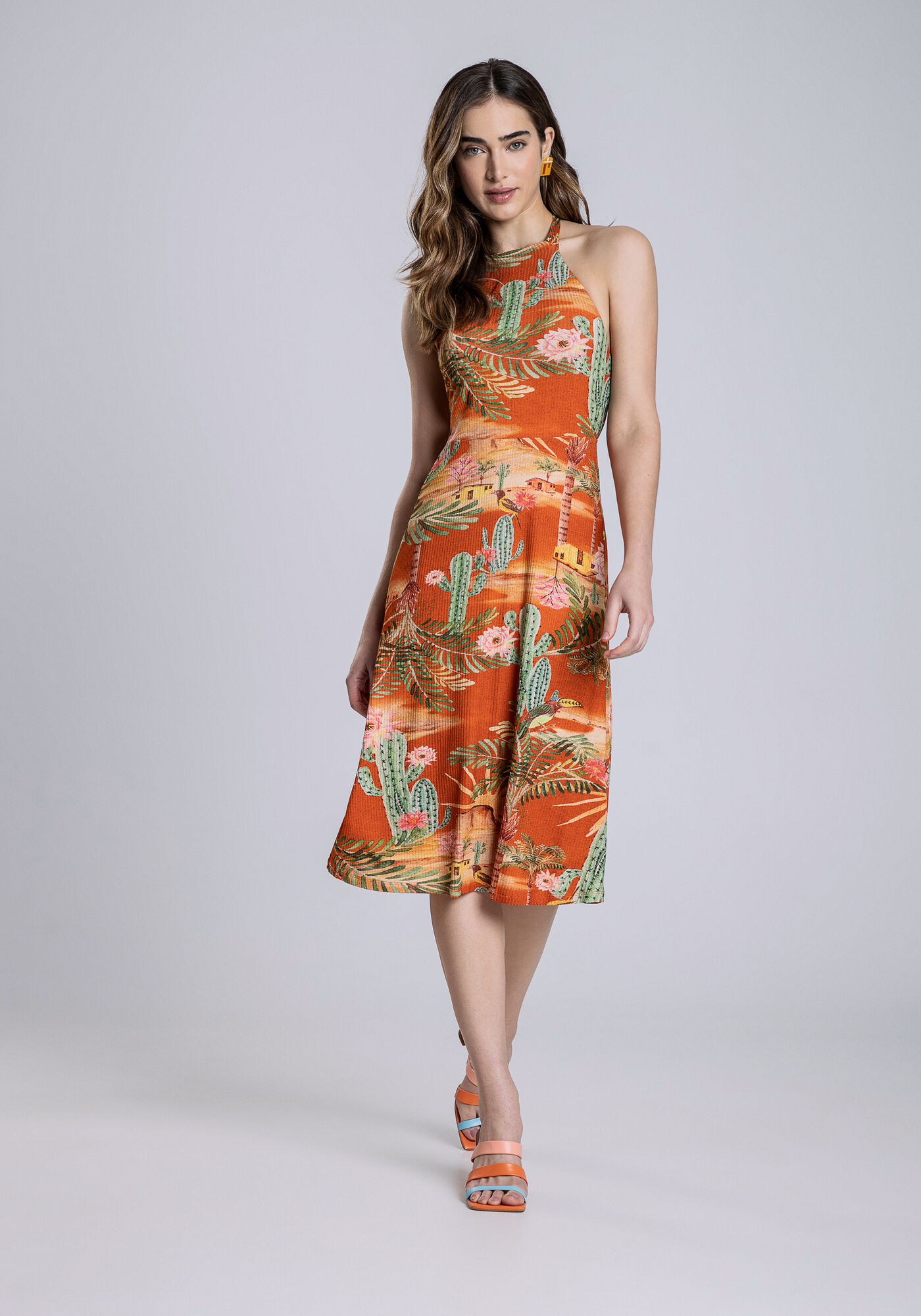 Vestido Frente &Uacute;nica Canelado Midi, , large.