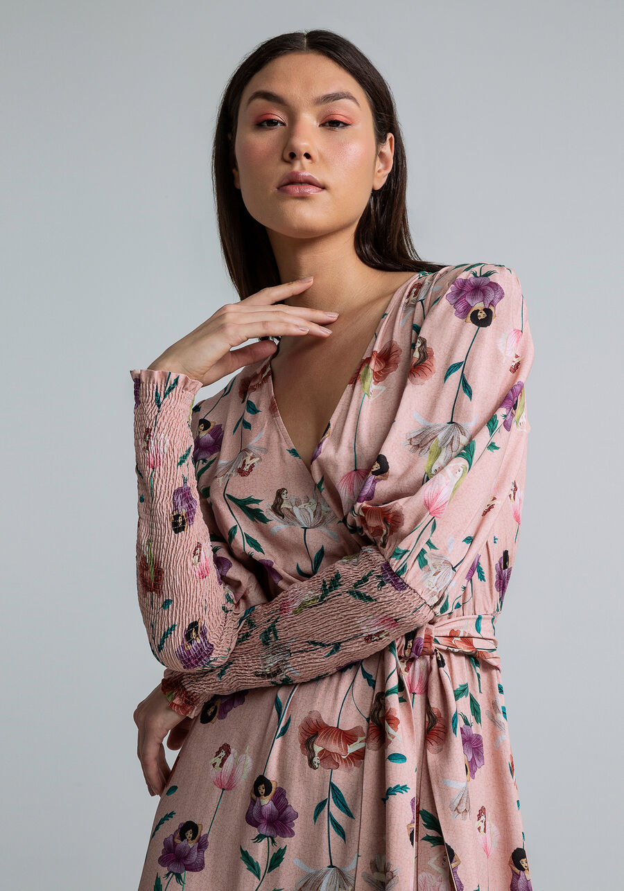 Vestido Midi Manga Lastex Cinto, RENASCER. Vestido Midi Manga Lastex Cinto, RENASCER, large.