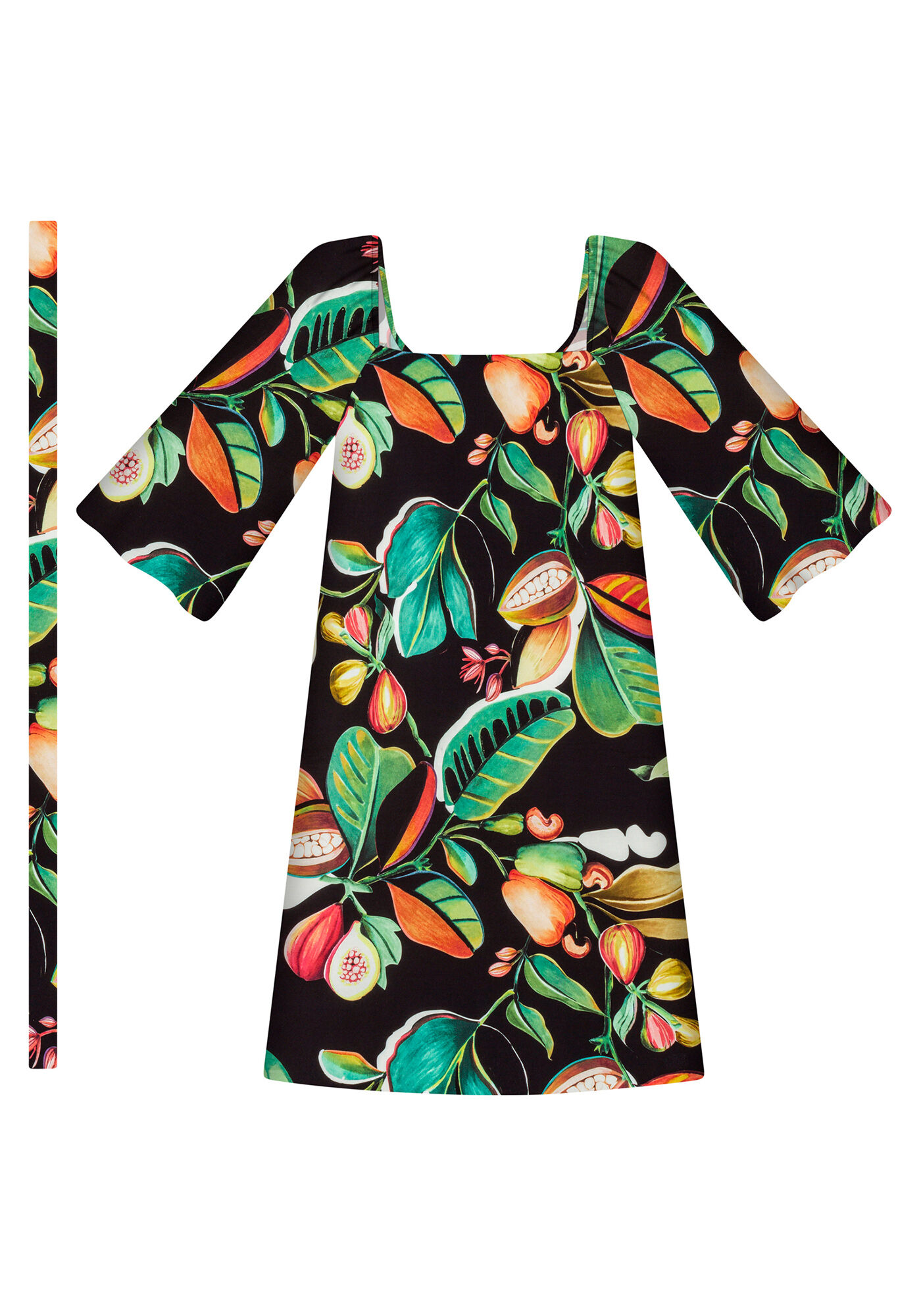 Vestido Manga 3/4 Cinto Estampa, , large.