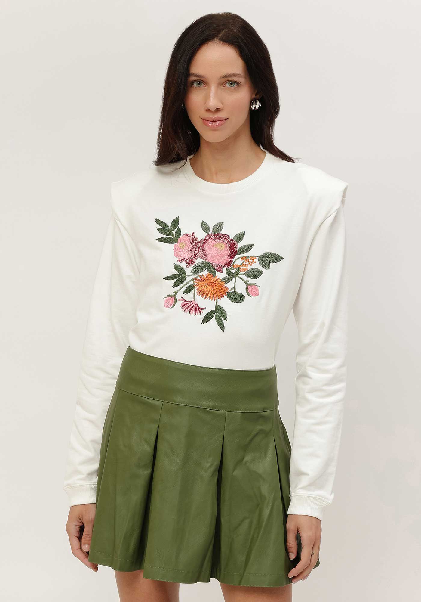 Saia Curta em Pu com Pregas, , large.