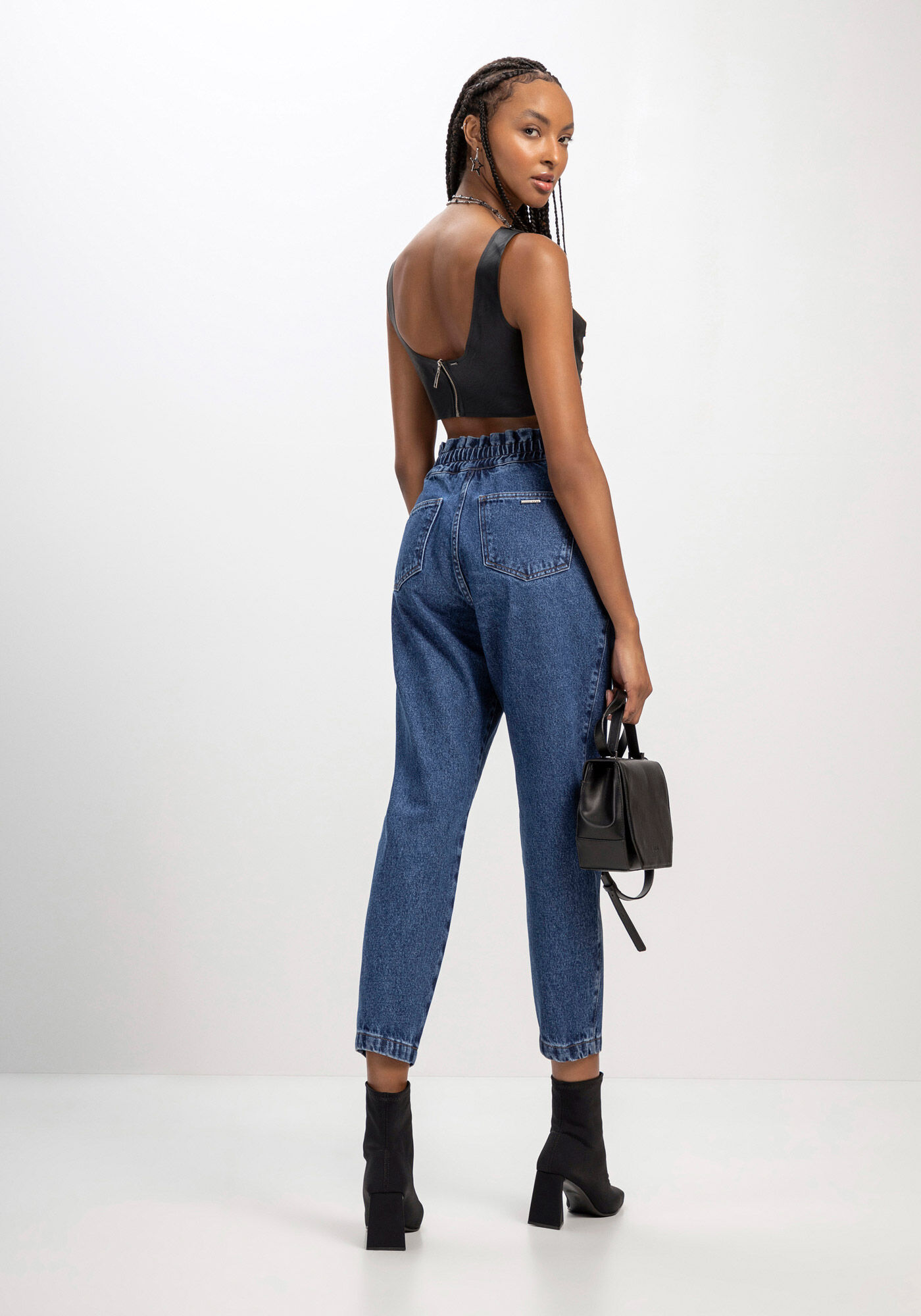 Calça jeans cos alto com cropped online