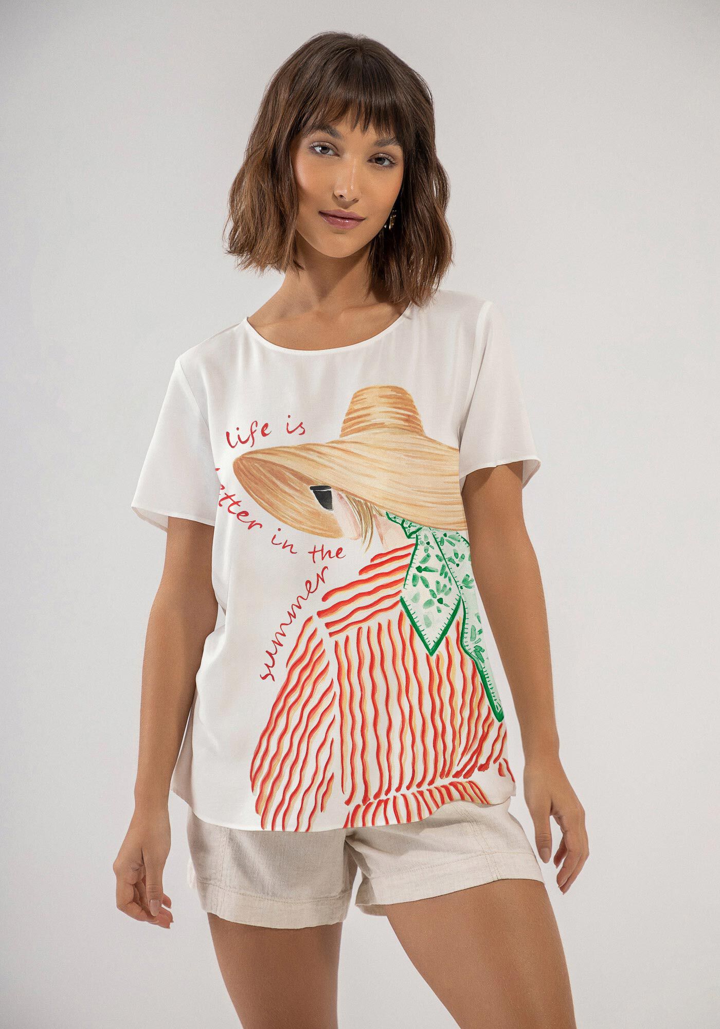 T-shirt em Tecido Poly Marocain, , large.