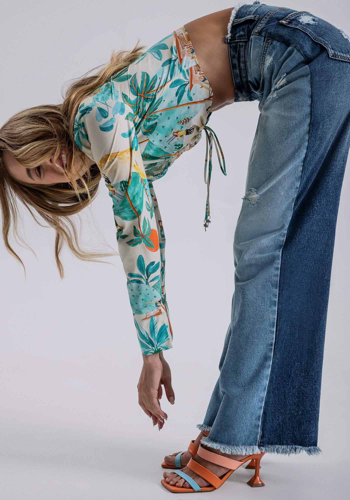 Cal&ccedil;a Jeans Wide Leg com Destroyed, , large.