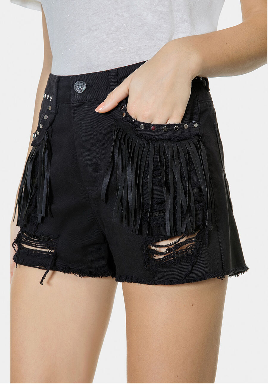 Shorts Sarja Miami Franjas e Tachas, . Shorts Sarja Miami Franjas e Tachas, , large.