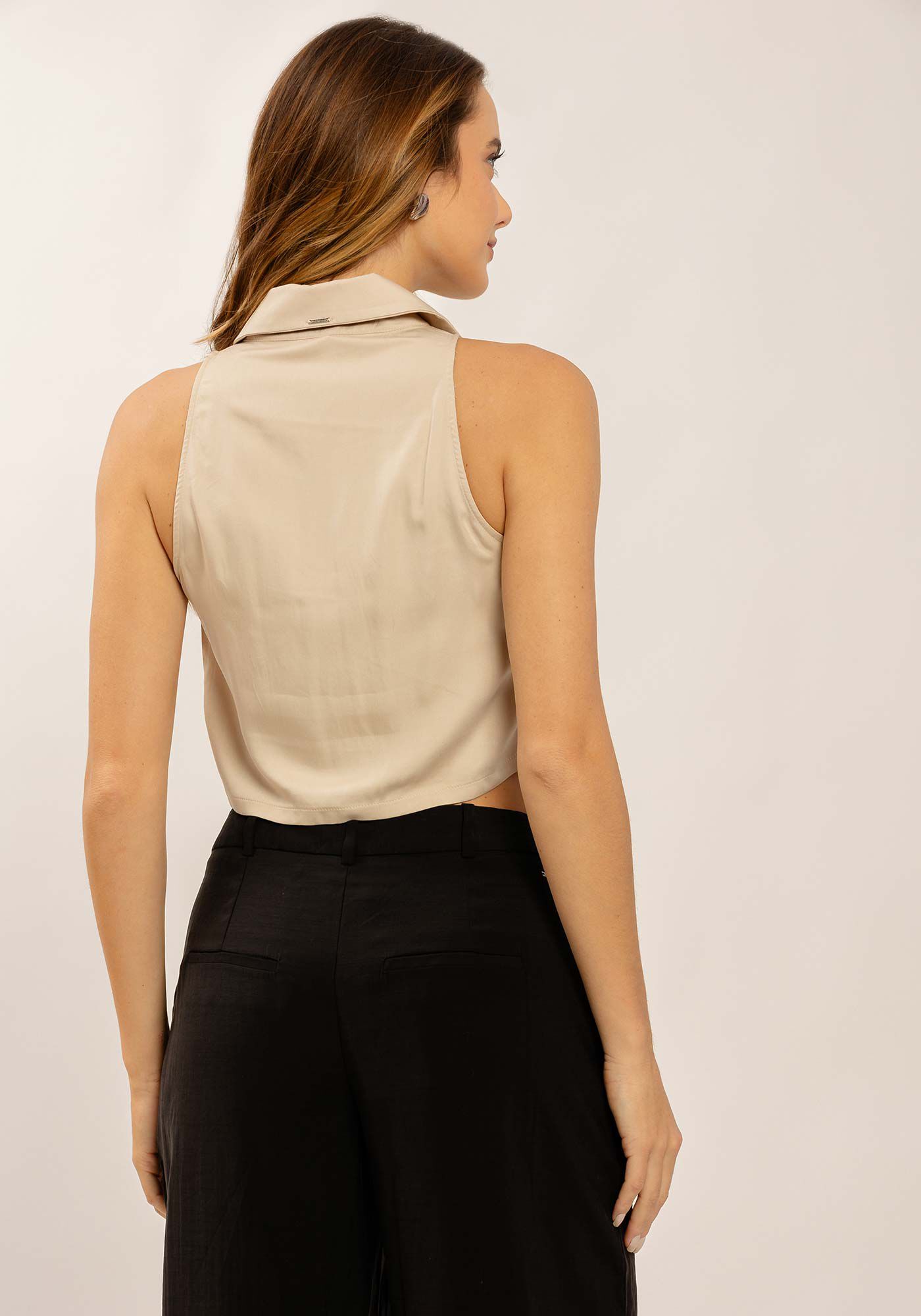 Camisa Cropped em Tecido Plano, , large.