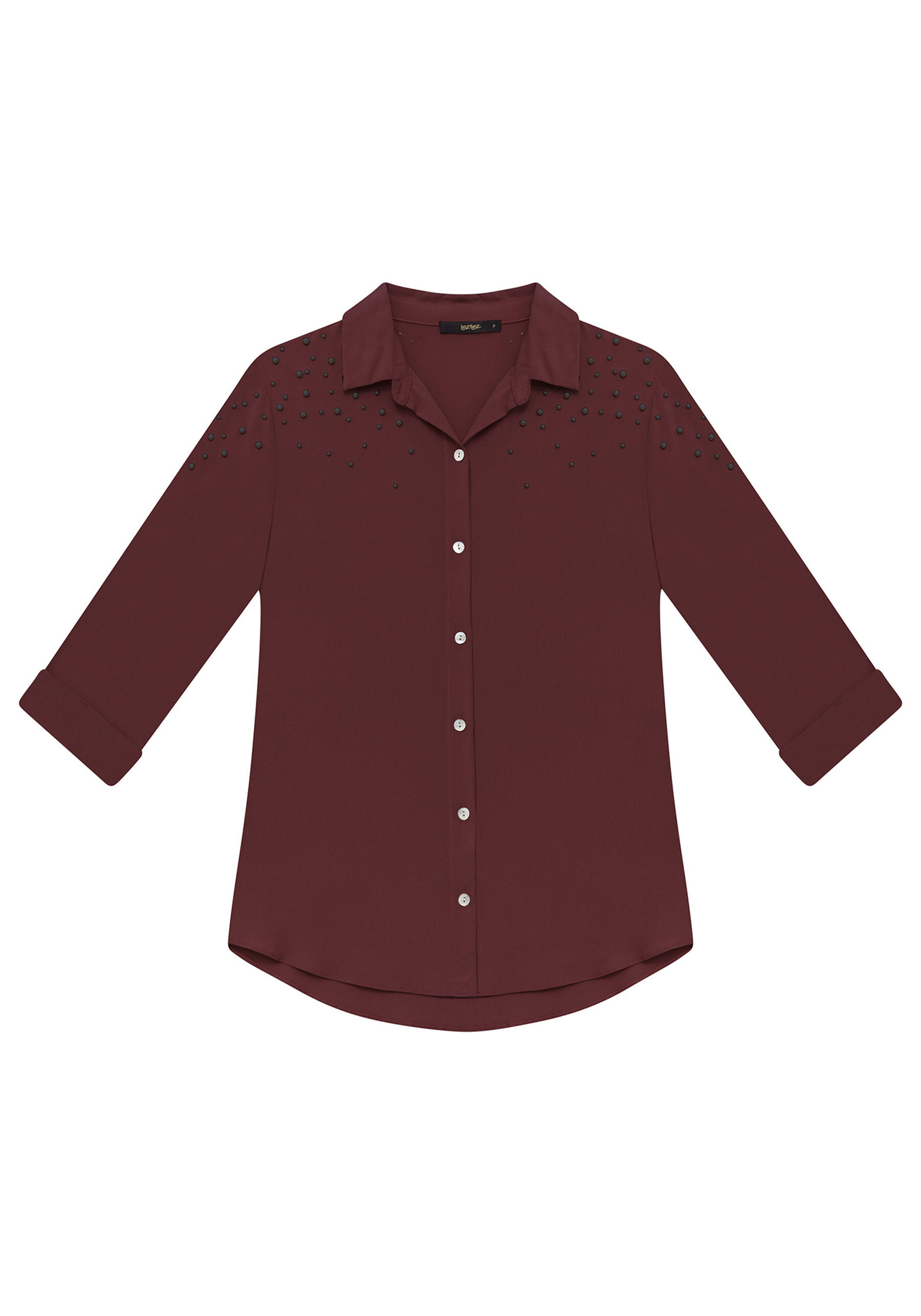 Camisa Manga 3/4 Pérolas Tecido, . Camisa Manga 3/4 Pérolas Tecido, , large.