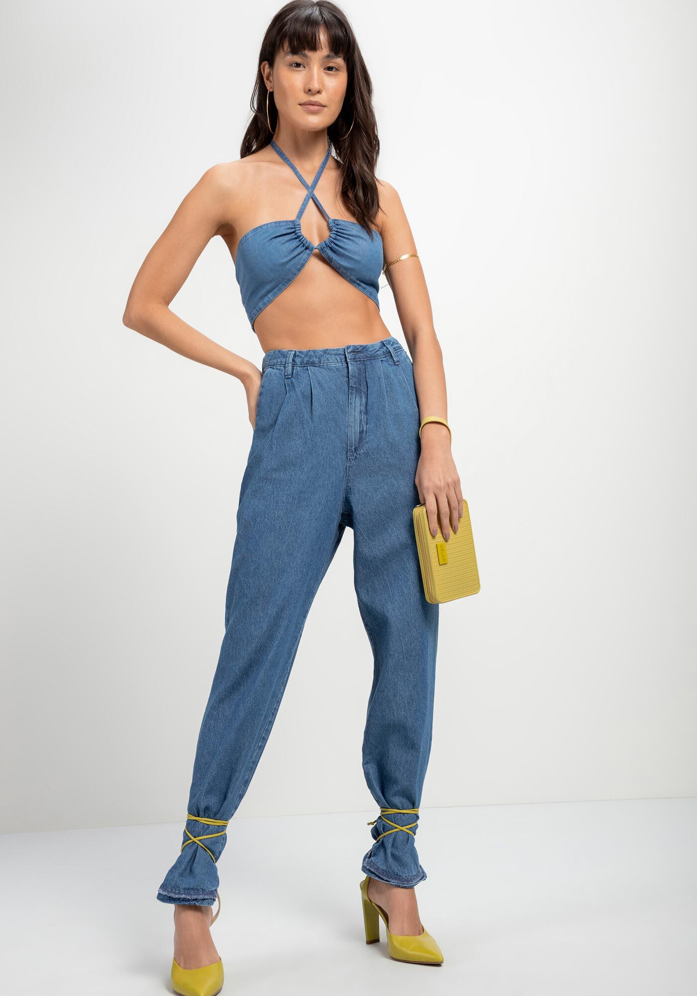 Cal&ccedil;a Jeans Alfaiataria Cropped Super Alta, JEANS, large.