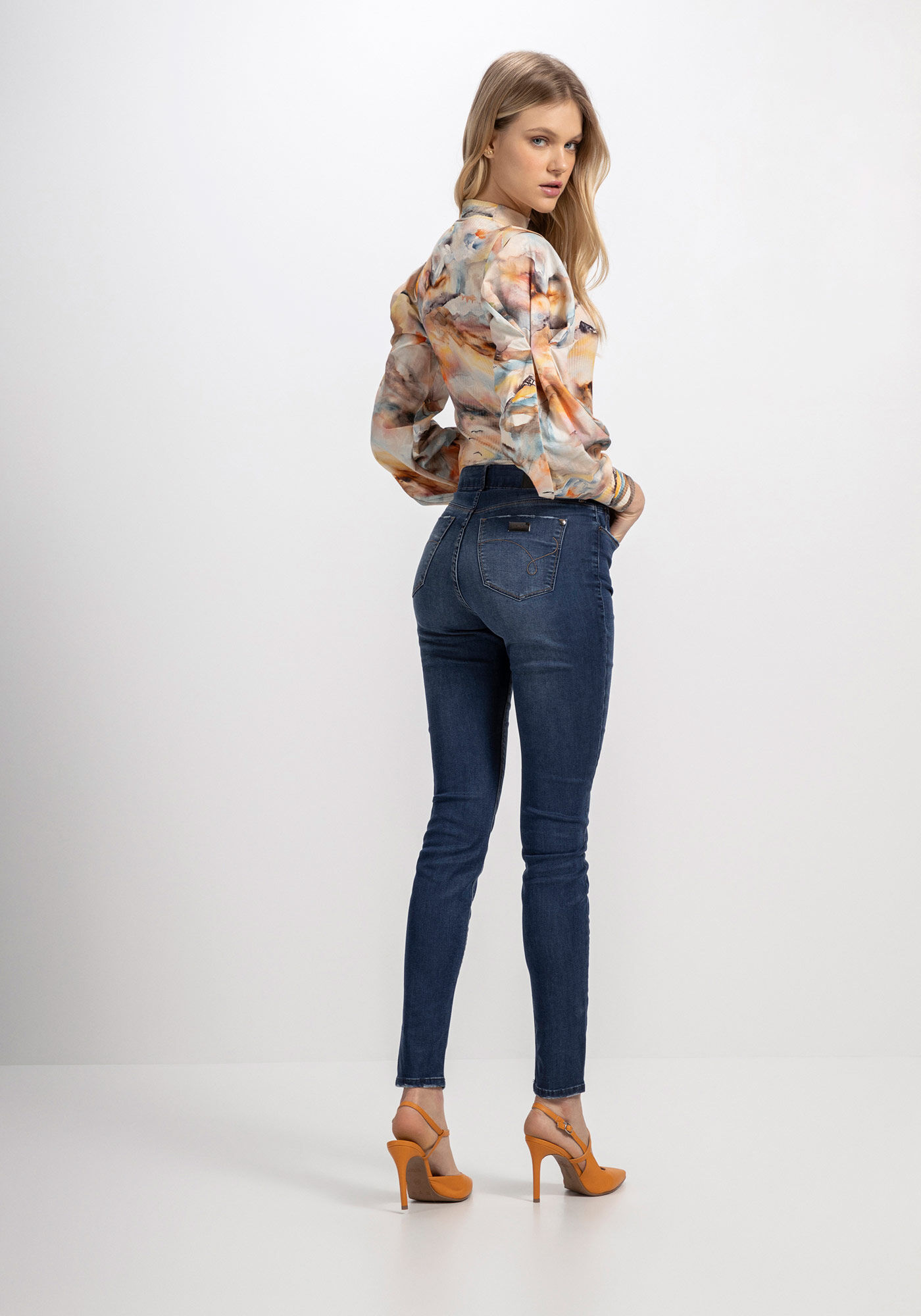 Blusa Estampada Canelada com M&aacute;xi Pregas Manga, GLACIAL, large.