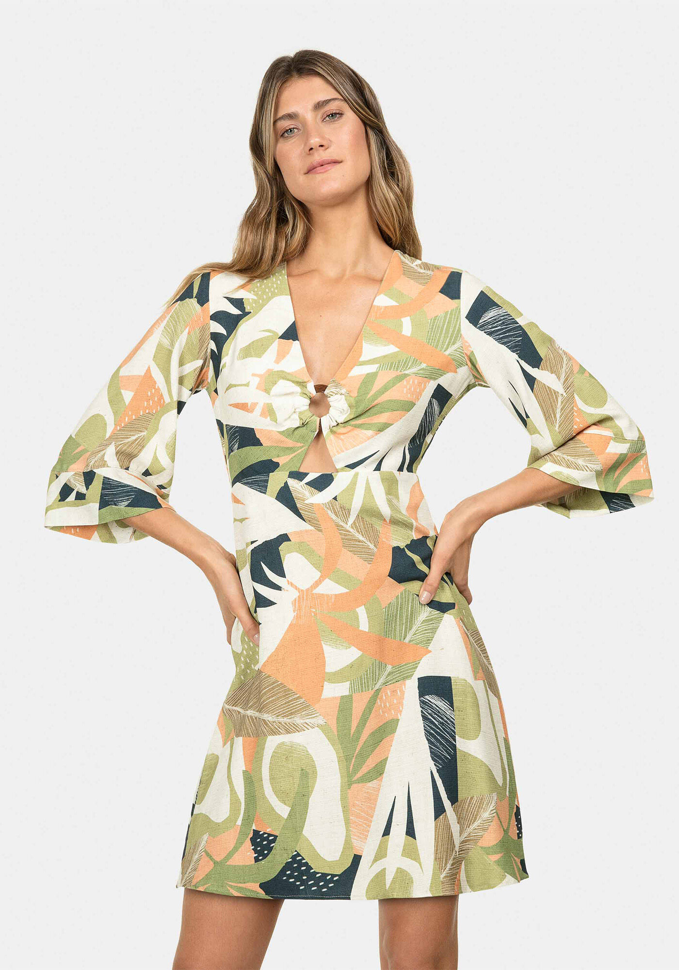 Vestido Manga 3/4 Estampa, , large.