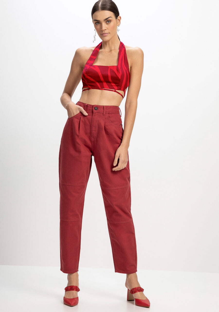 Blusa Frente Única em Tricoline com Amarração, MAGMA. Blusa Frente Única em Tricoline com Amarração, MAGMA, large.