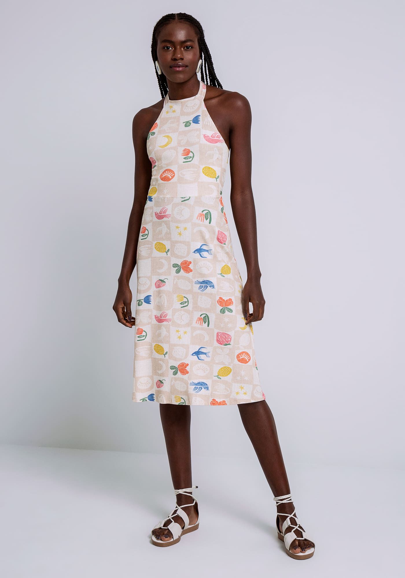 Vestido Frente &Uacute;nica Canelado Midi, , large.