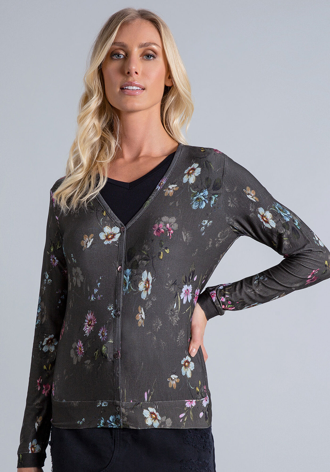 Cardigan Manga Longa Estampado, , large.