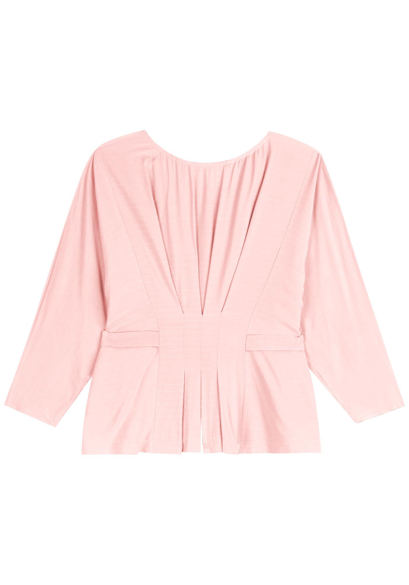 Blusa De Mangas Longas Com Pregas Frontais E Fios De Lurex, ROSA SIRTAKI, large.