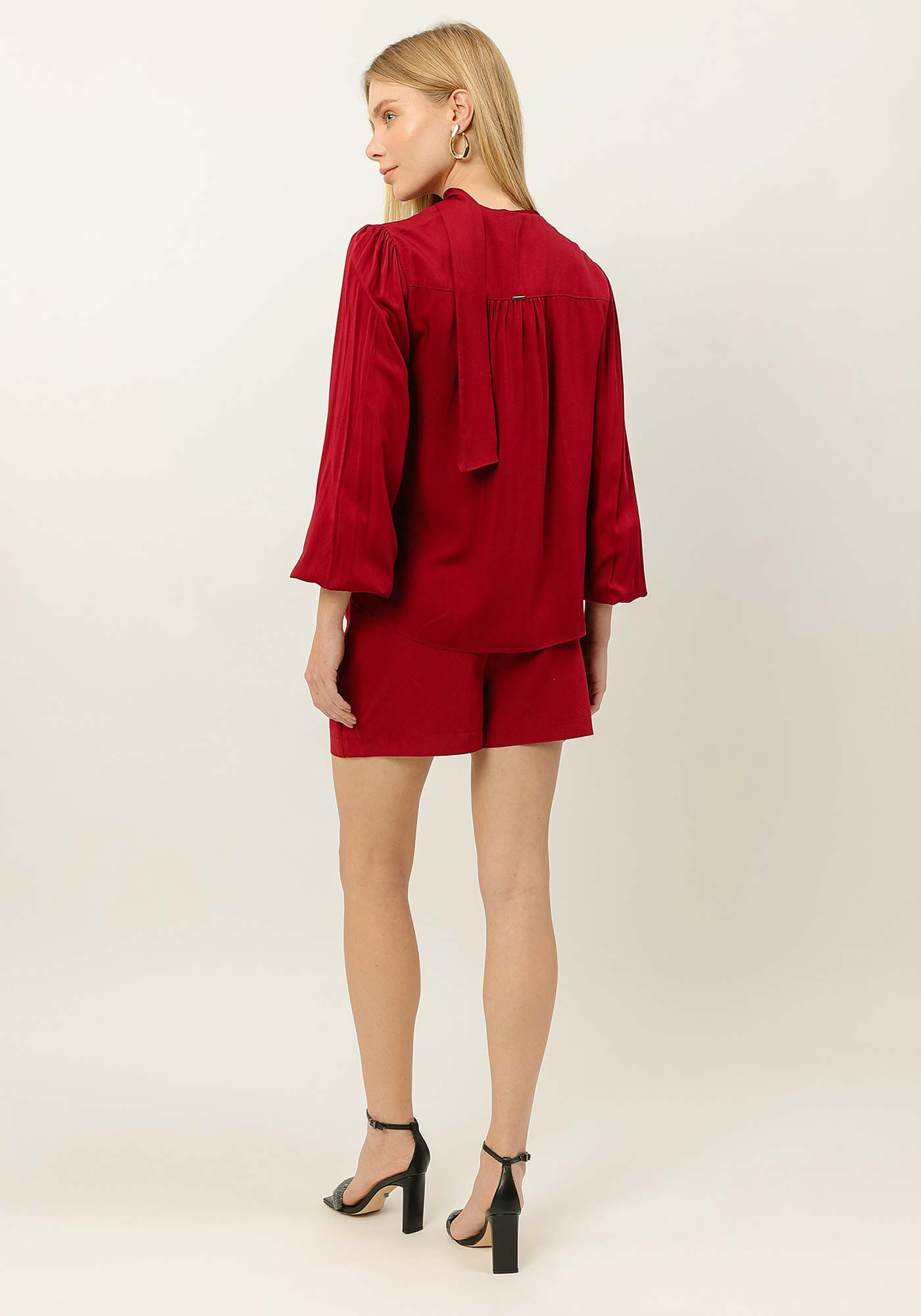 Blusa Manga Longa Ampla com Faixas Decote, , large.