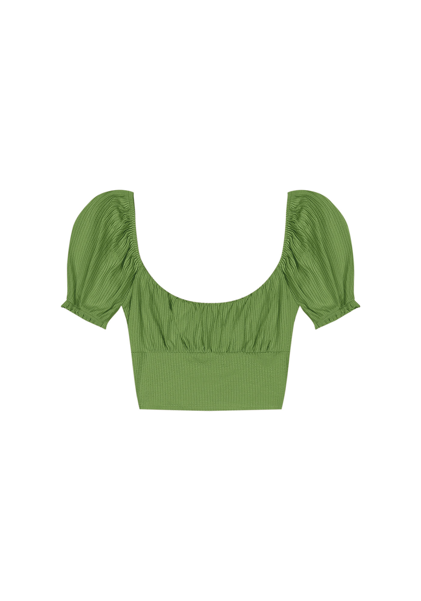Blusa Cropped Franzido Busto, VERDE, large.