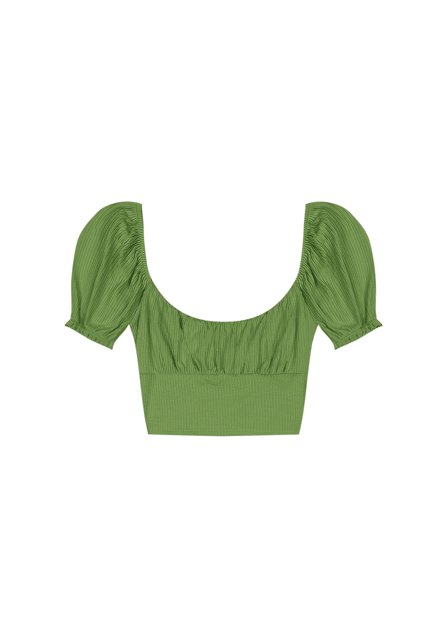 Blusa Cropped Franzido Busto, VERDE. Blusa Cropped Franzido Busto, VERDE, large.