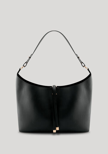 Bolsa Grande em Couro com Alça Média, PRETO REATIVO. Bolsa Grande em Couro com Alça Média, PRETO REATIVO, large.