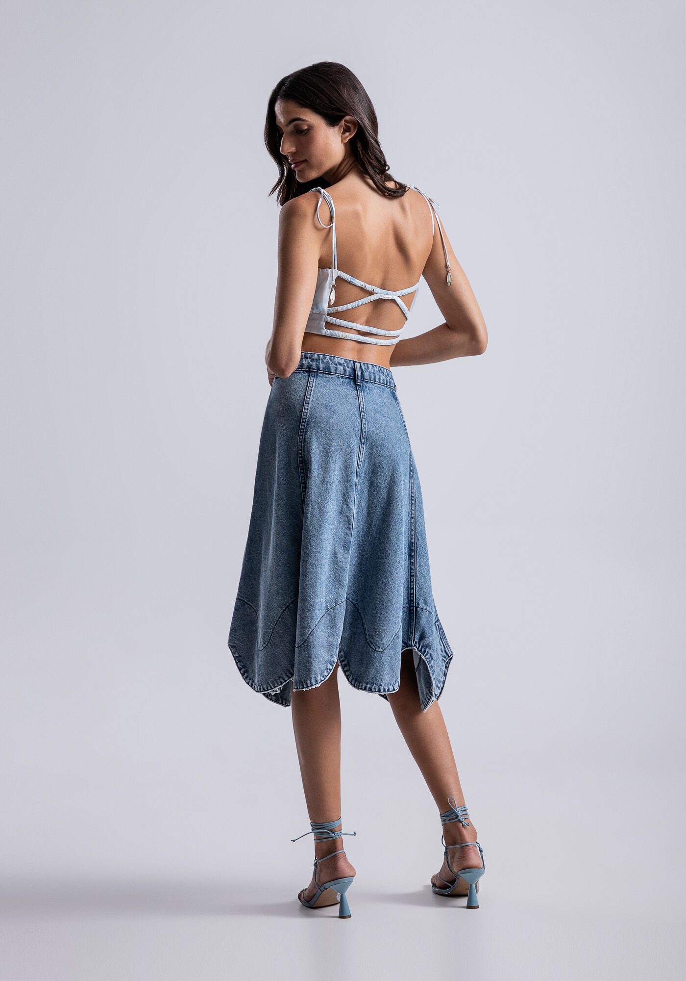 Blusa Cropped em Viscose com Tiras Costas, , large.