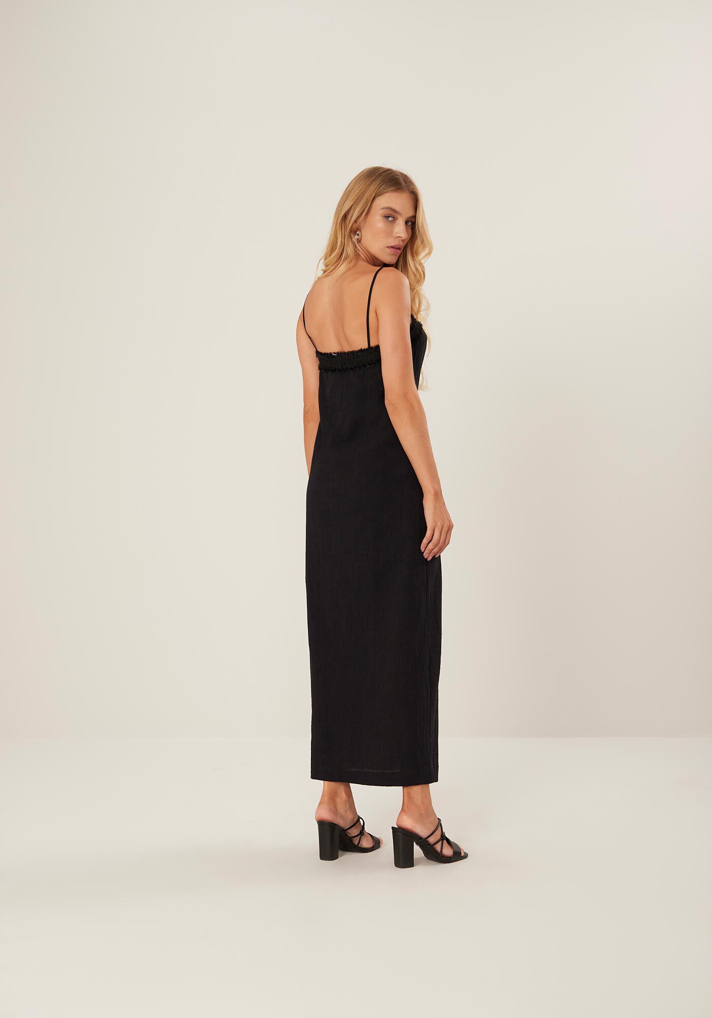 Vestido Midi em Cotton com Fenda e Bot&otilde;es, , large.