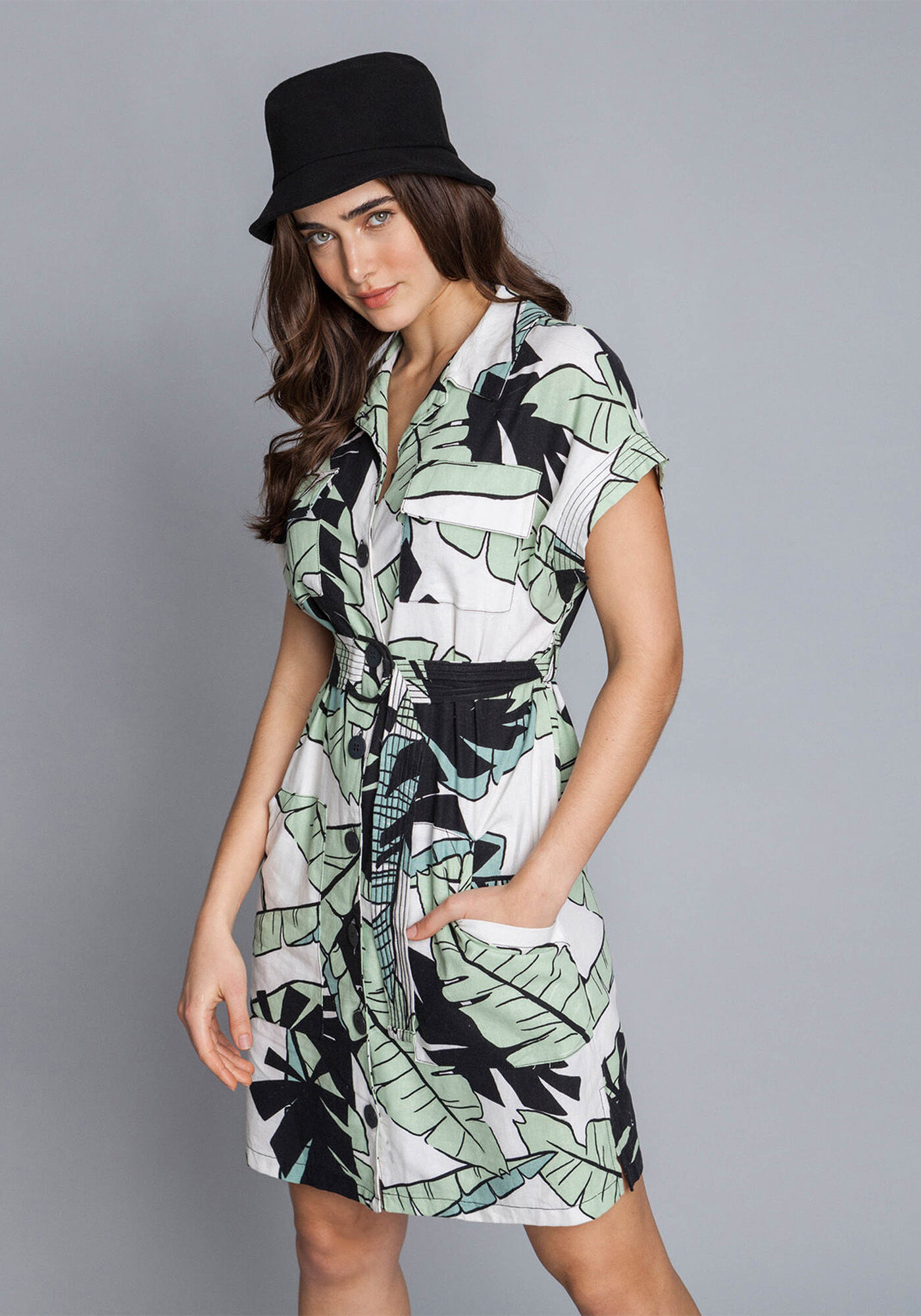 Vestido Chemise Cinto Linho, , large.