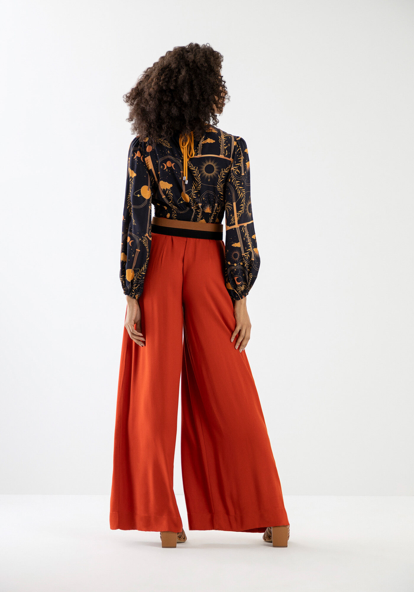 Blusa Manga Longa Estampada com Recorte Lastex, , large.