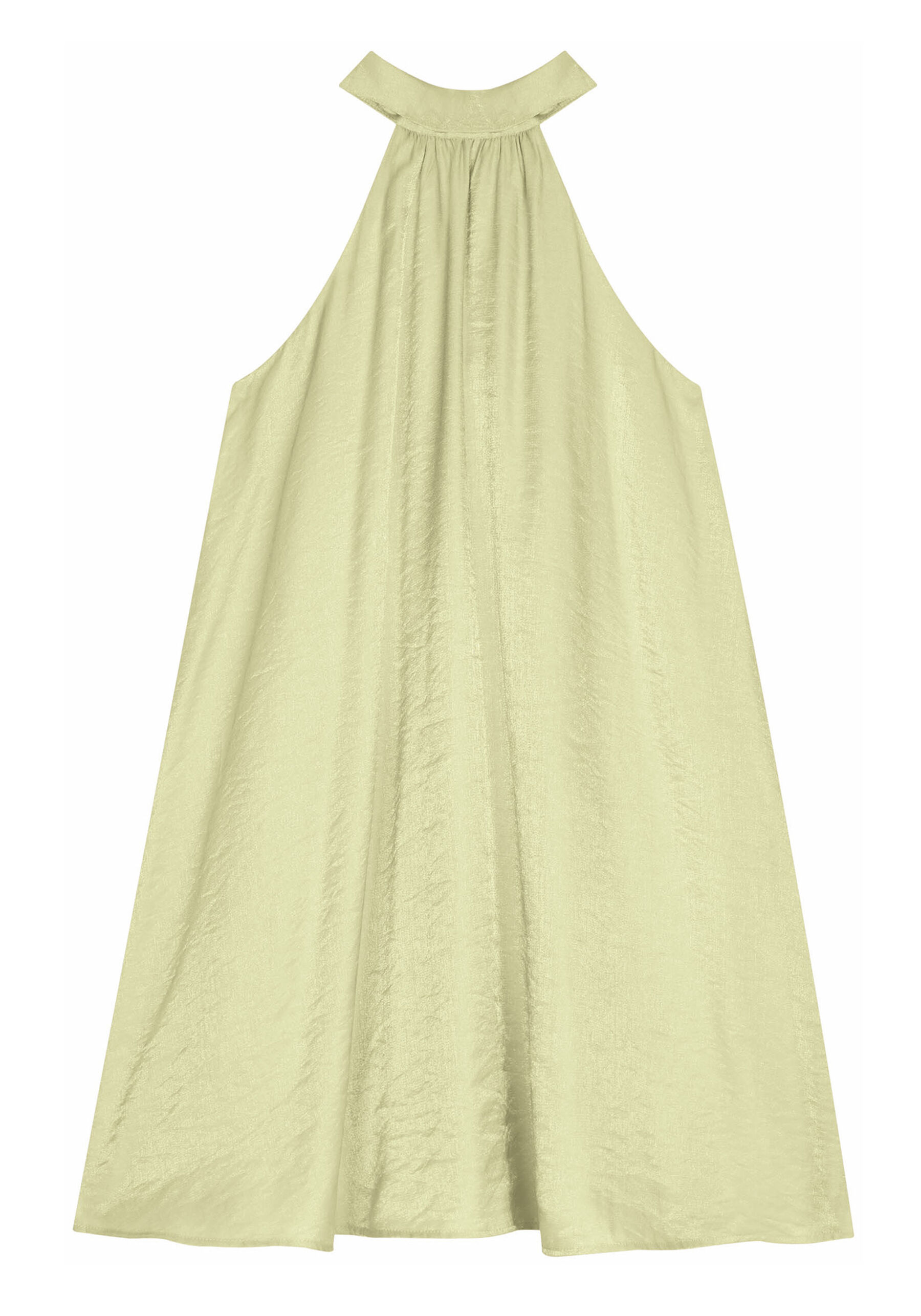 Vestido Curto Halter Neck em Cetim com Gola Alta, VERDE FLAMBOYANT. Vestido Curto Halter Neck em Cetim com Gola Alta, VERDE FLAMBOYANT, large.